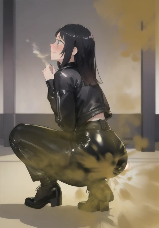 ((velocity)),Yellow smoke,Attacked by farts, (((Women squat)),(girl wear latex pants),velocity,detailed eyes,(Yellow smoke is rising),(park),((One Woman)),(blackhair),((A girl smells a fart and smiled shyly )),((fart while stand)),((blushing)),(​masterpiece:1.2、top-quality)、(the Extremely Detailed CG Unity 8K Wallpapers、ultra-detailliert、Best Shadows)、(Detailed background)、(The best lighting、extremely delicate and beautiful)、depth of fields、1girl in、solo ,Ephemeral,((((Girl is embarassed when she farting)))),(((profile facing diagonally)))),((massive fart))