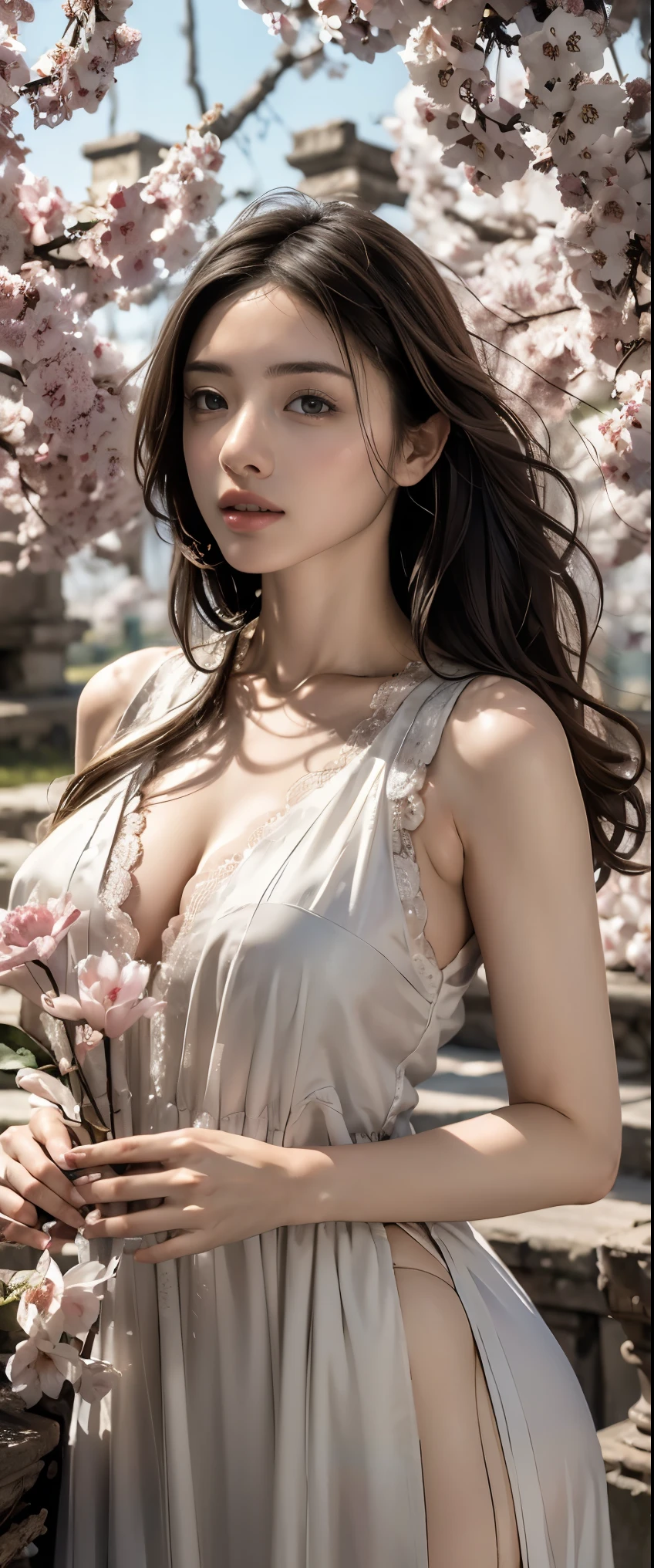 ((masterpiece, highest quality, Highest image quality, High resolution, photorealistic, Raw photo, 8K)), ((Extremely detailed CG unified 8k wallpaper)), Spring Morning, 1 girl, 