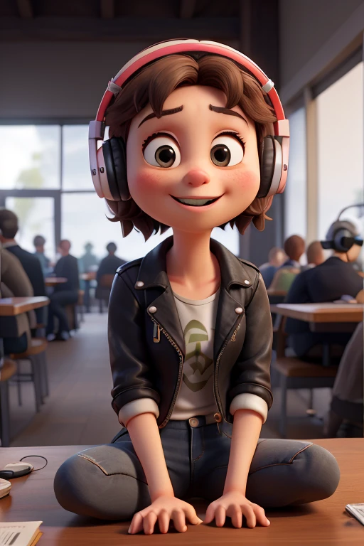 DeepNegative, text, error, missing fingers, extra digit, fewer digits, cropped, worstquality, low quality, normal quality, jpegartifacts, signature, watermark, username, blurry, bad feet, cropped, poorly drawn hands, poorly drawn face, mutation, deformed, worst quality, low quality, normal quality, jpeg artifacts, signature, watermark, extra fingers, fewer digits, extra limbs, extra arms,extra legs, malformed limbs, fused fingers, too many fingers, long neck, cross-eyed,mutated hands, polar lowres, bad proportions, gross proportions, text, error, missing fingers, missing arms, missing legs, extra digit, extra arms, extra leg, extra foot, ((repeating hair)) (( woman, short hair and leather jacket, headphone,cafeteria table sitting, short dark hair