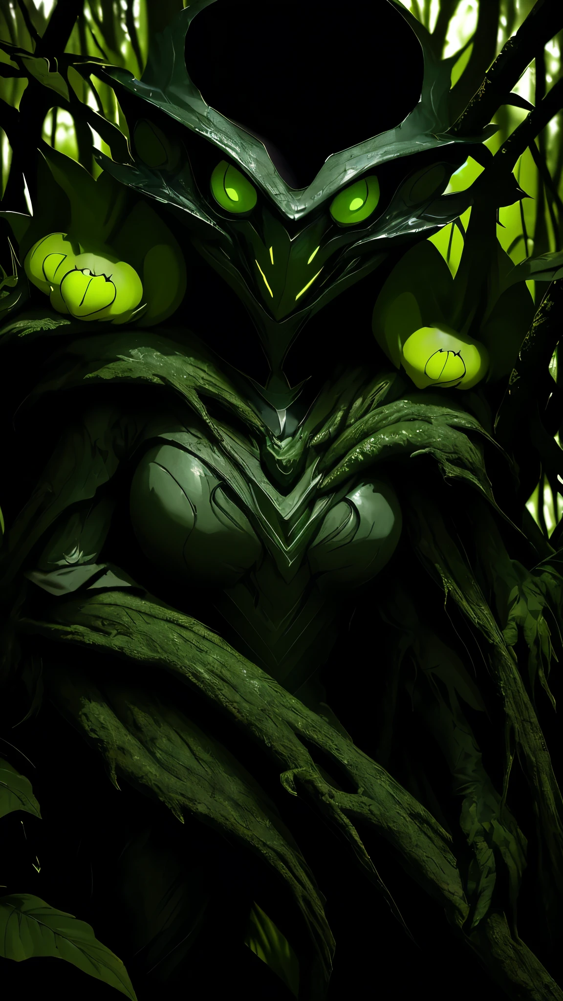 (best quality,highres:1.2),(realistic:1.37),ultra-detailed,a creepy toad,enormous in size,brightly colored,stalks through an ancient forest,tentacle tongue,thick and slimy skin,dark,ominous atmosphere,gloomy shadows,misty fog,gnarled trees,twisted branches,moss-covered rocks,dappled sunlight,unearthly glow,spooky ambiance,dense undergrowth,crunching leaves underfoot,haunting presence,unsettling silence,distant whispers,Cthulhu-like creature,mythical world,mysterious aura, Sentai Ranger, unnerving and seductive, HDR, 8k, absurdres, cinestill 800, sharp focus, add_detail:3 (solo woman) anime, wideshot, widescreen, focus on subject