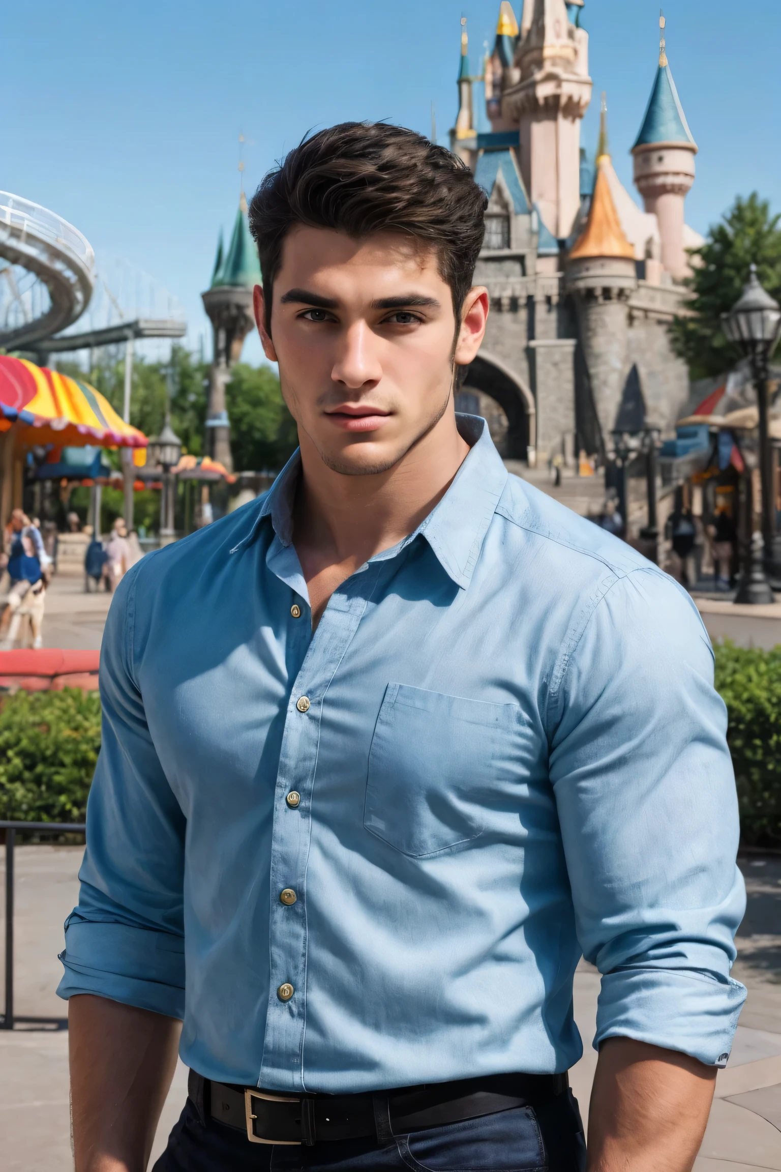 realistic , portrait , Handsome men , theme park