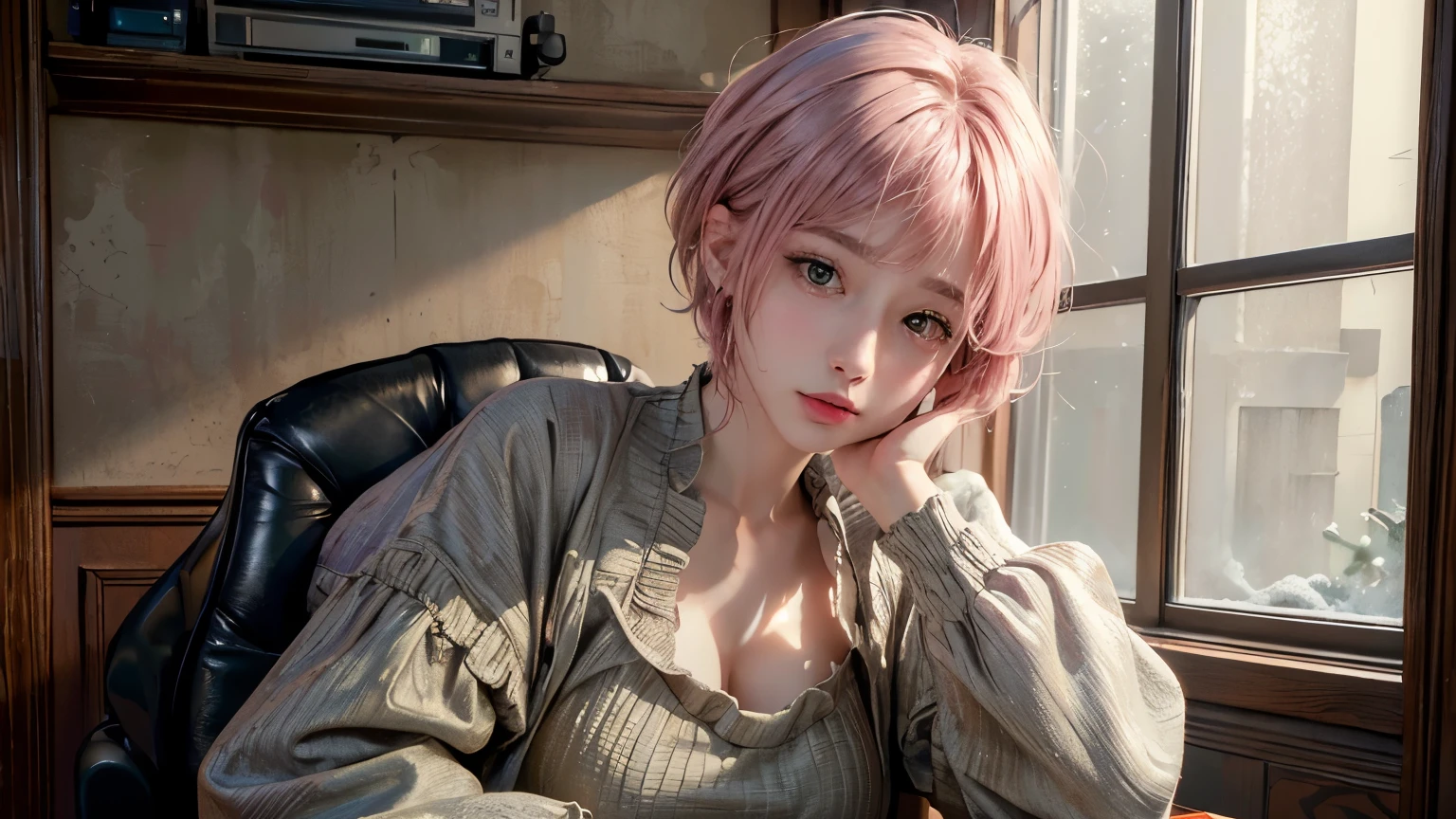 (8k, highest quality, masterpiece: 1.4), Very detailed, highest quality, Ultra-high resolution, Written boundary depth,(Realistic:1.4,RAW shooting,)Ultra-Realistic Capture,(Very detailed,High definition 16K), cute, girl, short hair, Pink Hair, camera