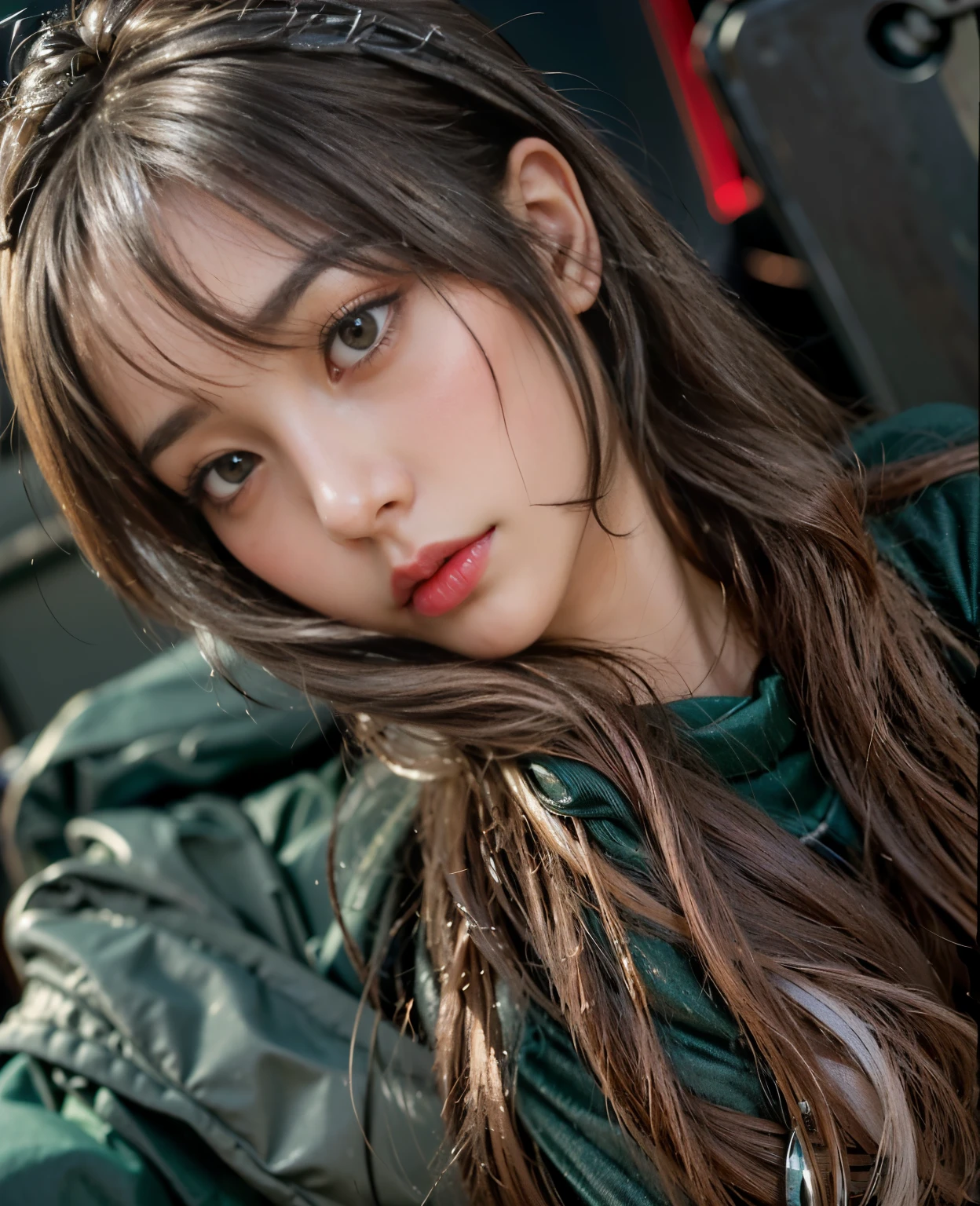 (((masterpiece, highest quality, Very detailed))), (((終わりのないmagic使いの少女, , radiating magic))), (((Complex mechanical headgear, A fusion of the intricate mechanical nature of steampunk fashion, the over-the-top gothic fashion and the neon glow of cyberpunk fashion.))), Bust up photo, ((((Very detailedな顔))), (((Very sharp focused eyes))), Very large slitted dark grey eyes that sparkle like jewels. Very long eyelashes, Long vertically curled black hair, Thick bangs, Perfect princess cut, Very gorgeous tiara, (((Perfectly accurate human anatomy))), Long neck, Narrow shoulders, thin and long arms, Small breasts, Very small waist, Very small ass, Long, slender legs, (((Overall accuracy has been dramatically improved, creating Very detailed, Realistic and photo-realistic images)))), (((magic, magic spell light, magic weapon))), Dynamic pose, Cinema Lighting,