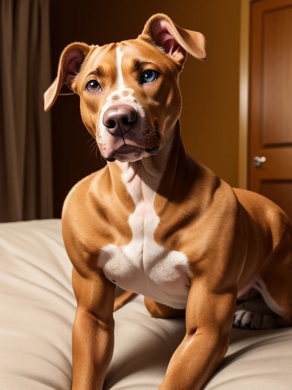 woman laying on bed, pawg,  laying back on the bed, full pov, laying on a bed, posing in bed, posing in a bedroom, ((walking on all four paws)), ((long fluffy dog tail)), ((wider hips)), ((woman reposition herself into dog stand)), ((hands turns into paws)), ((feet turns into paws)), ((woman with freckles)), (topless), brown freckles, freckled pale skin, (cute freckles), (small freckles), freckled, freckles!!!, (freckles), elegant freckles, (brown freckles), (with freckles), freckles on chicks, (dark noticeable freckles), (freckled face), (very brown freckles), rosy cheeks with freckles, (a lot of freckles), Lentigines, 30 year old woman, ((freckled nose)), ((freckled chest)), hard  showing, ((dog ears)) , (dog fur growing) , ((long dog nose)), blue eyes, ((detailed fur)), ((body reshapes into dog body)), ((anthro dog)), ((full pitbull transformation)), a brown dog standing on top of a grass covered field, movie cgi, expectation of adventure, promotional render, hyper-realistic, hunter alone in the wilderness, hans, prada, highly detailed perfect render, hawkins, official render, lasso, mule