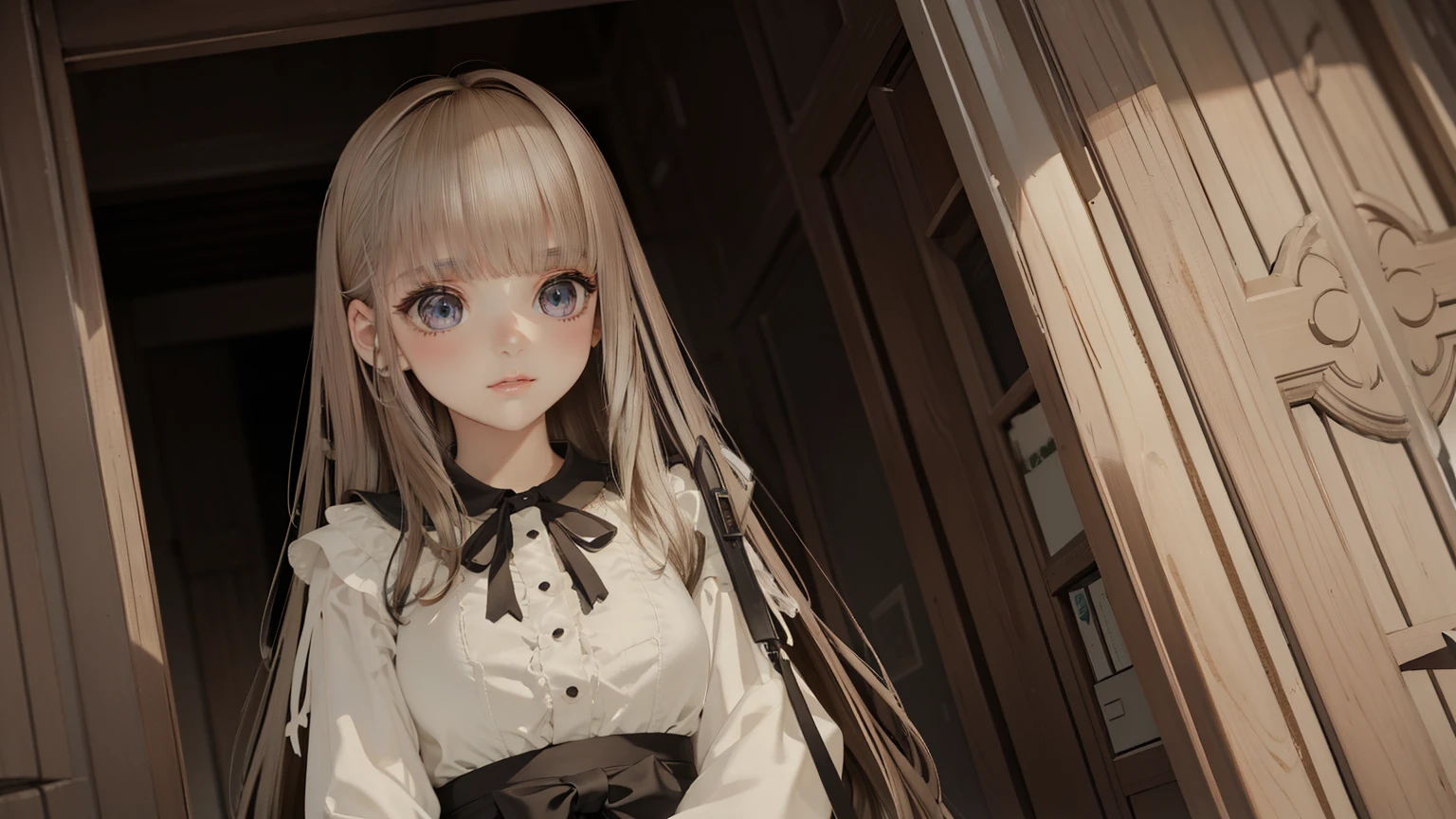 ((Best quality)), ((Masterpiece)), ((Super detailed)), (illustration), (Detailed light), (An extremely delicate and beautiful),A charming young girl,Dramatic perspective,White long hair,Japanese manga style