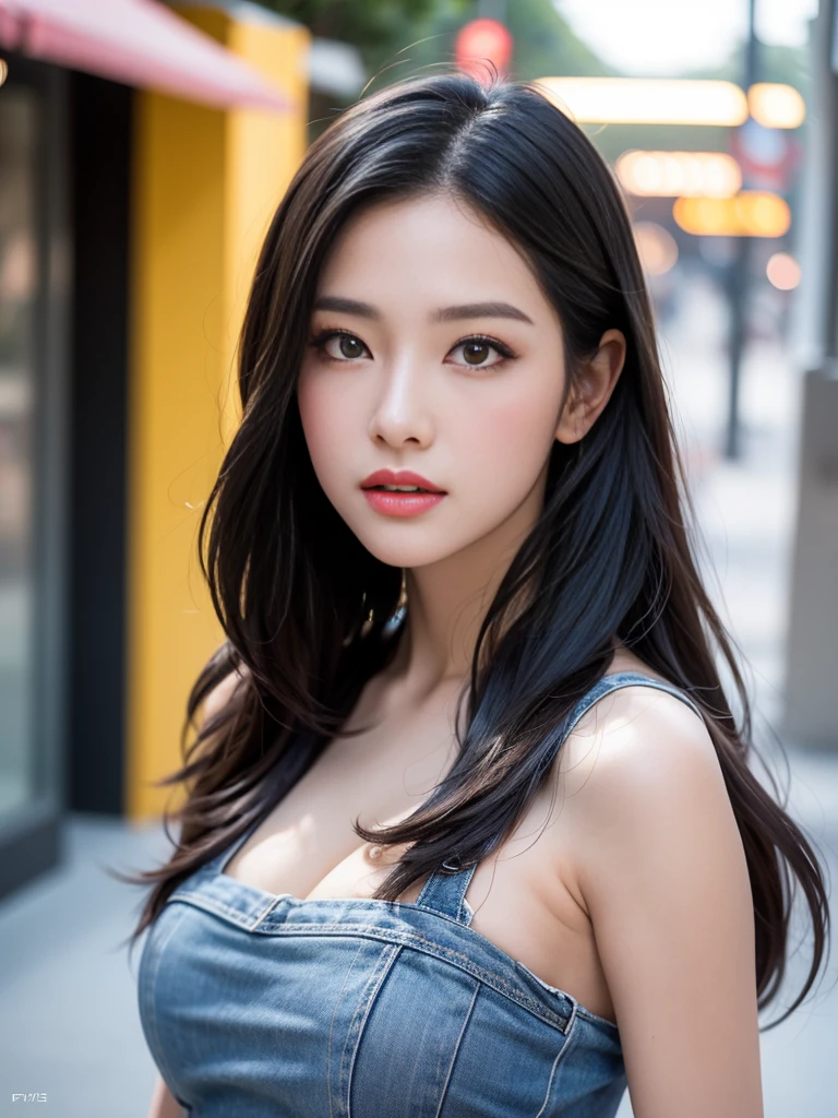 best qualtiy,tmasterpiece,Ultra-high resolution,(realisticlying:1.4),RAW photogr,(Evening street),1个Giant Breast Girl,With sunglasses,黑The eye,long whitr hair,Light makeup,cparted lips,tiny ears,whitet-shirt,denim short,Beautiful Women with Perfect Figure:1.4, (exteriors,beachside:1.1),Ultra-fine face,Fine eyes,double eyelid