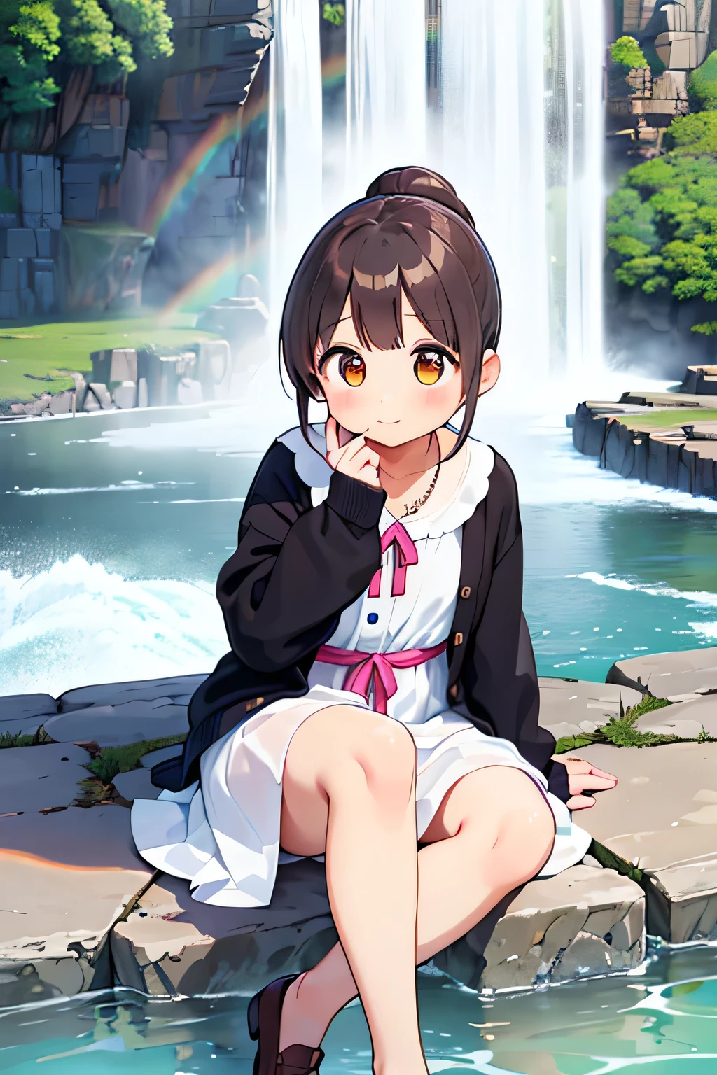 highest quality、High resolution、Detailed Background、(Beautiful face in every detail:1.4)、Anatomically correct、(Draw the usual number of fingers:1.2)、(Detailed facial expressions)、(Detailed eyes:1.2)、(Detailed eyes:1.2)、Beautiful, smooth skin、Beautiful women in their 20s、(Highly detailed face:1.4)、Cute color hair color、Black Hair、Brown Hair、Bobcut、ponytail、Wavy Hairstyle、well-groomed eyebrows、Cute Eye Makeup、Cute Lip Makeup、Perfect body line、Niagara Falls、The power of the waterfall and the beautiful rainbow created by the spray、Harmony with the surrounding natural environment、A happy look、Cowboy Shot、
(Three beautiful women enjoying sightseeing with the beautiful scenery of Niagara Falls in the background:1.5)、
From the American side「American Falls」The falls, called and, are on the Canadian side.「Horseshoe Falls」and「Bridal Veil Falls」You can see a waterfall called、In particular, Horseshoe Falls is a semicircular waterfall and its power and majesty are overwhelming.、
It is also famous for its large amount of water.、The sight of the water falling into the pool with a loud noise is overwhelming, and you can feel its power and strength.、
The waterfall's spray rises into the air and on sunny days you can see beautiful rainbows.、
Especially in the morning and evening, the angle of the light reflecting off the waterfall creates a dynamic rainbow.、
The sight of a rainbow over the waterfall is truly magical.、
Maxi skirts give an elegant and feminine impression.、
Choose a long-sleeved cardigan or pullover top、
Wear comfortable flat shoes on your feet.、
A dress is a convenient and easy item because it can be worn as a complete outfit.、
If you want to limit your exposure, choose a long-sleeved dress.