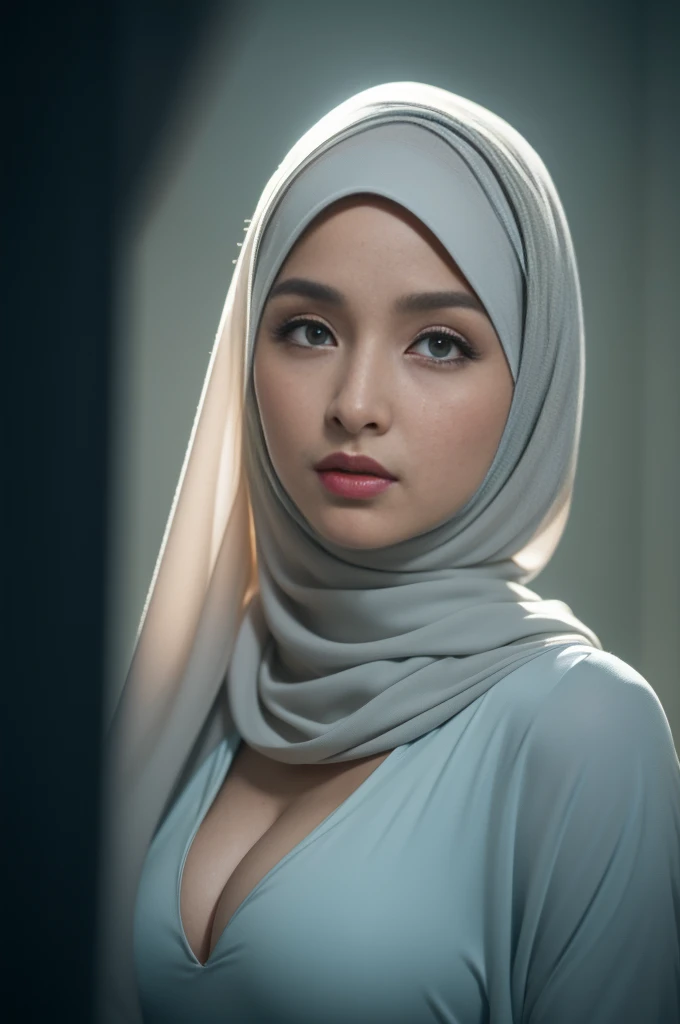 superhero, javanese, (((hijabi))), cleavage, reflection light, chiaroscuro, depth of field, cinematic lighting, ray tracing, Sony FE GM, UHD, super detail, masterpiece, textured skin, high details, best quality, award winning,3D,hdr(HighDynamicRange),Ray tracing,NVIDIA RTX,Hyper-Resolution,Unreal 5,Subsurface scattering、PBR Texture、post-proces、Anisotropy Filtering、depth of fieldaximum definition and sharpnesany-Layer Textures、Albedo e mapas Speculares、Surface coloring、Accurate simulation octane rendering of light-material interactions、Two-colored light、largeaperture、Low ISO、White balance、the rule of thirds、8K raw data