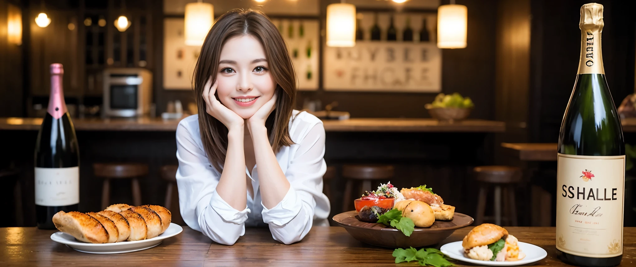 ((highest quality、8k、masterpiece:1.3))、Beautiful woman perfect body:1.4、2 women、slimなボディ、((Bob Hale、Straight hair:1.2))、 Ultra-high resolution, Bright image、2. The beauty of wine, Beautiful Face, blue eyes, Beautiful Eyes, The light shines on your face, Blushing your nose, short hair,Amazing view of the sunset sky and clouds、Amazing mountain views、ニコニコ明るいsmile、smileの素敵な女性、Bright Face、Fox face、Lady、Champagne、Wine bottle、wine glass、red wine 、Appetizers、Italian food、Two beauties、Brown Hair、Shortcuts、Long sleeve shirt、Winter Fashion、dress、Wine bottle、sparkling wine、Pretty Woman 1, (slimな顔), (Brown Hair), (Shortcuts), cheeks turn a little red, (42 years old), 39 years old, Attractive beauty、restaurant, Nova Frog Style, actress, model, Upper Body, White wine, slim, wine glass, 真ん中に置かれたwine glass, smile, (smile: 1.15), 綺麗なBeautiful Eyes, Strong light and shadow,Moist Body:1.5、Delicate eyes、Brown Hair、The hair is very shiny、