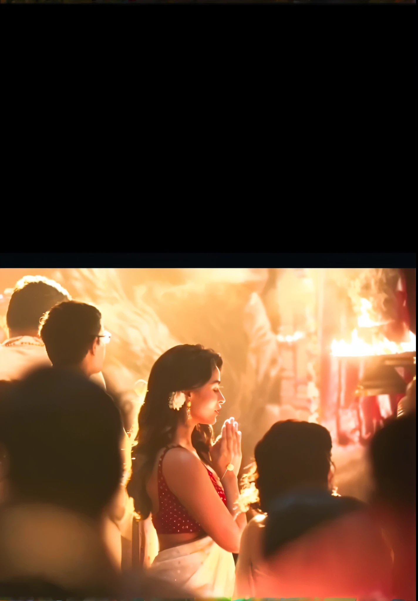 there is a woman standing in front of a crowd of people, cinematic goddess shot, candid shot, still shot from movie, an film still, shot from movie, cinematic shot!, film still from the movie, scene from the film, movie frame still, youtube video screenshot, film still dnd, still from a terence malik film, cinematic goddess close shot, still from the movie