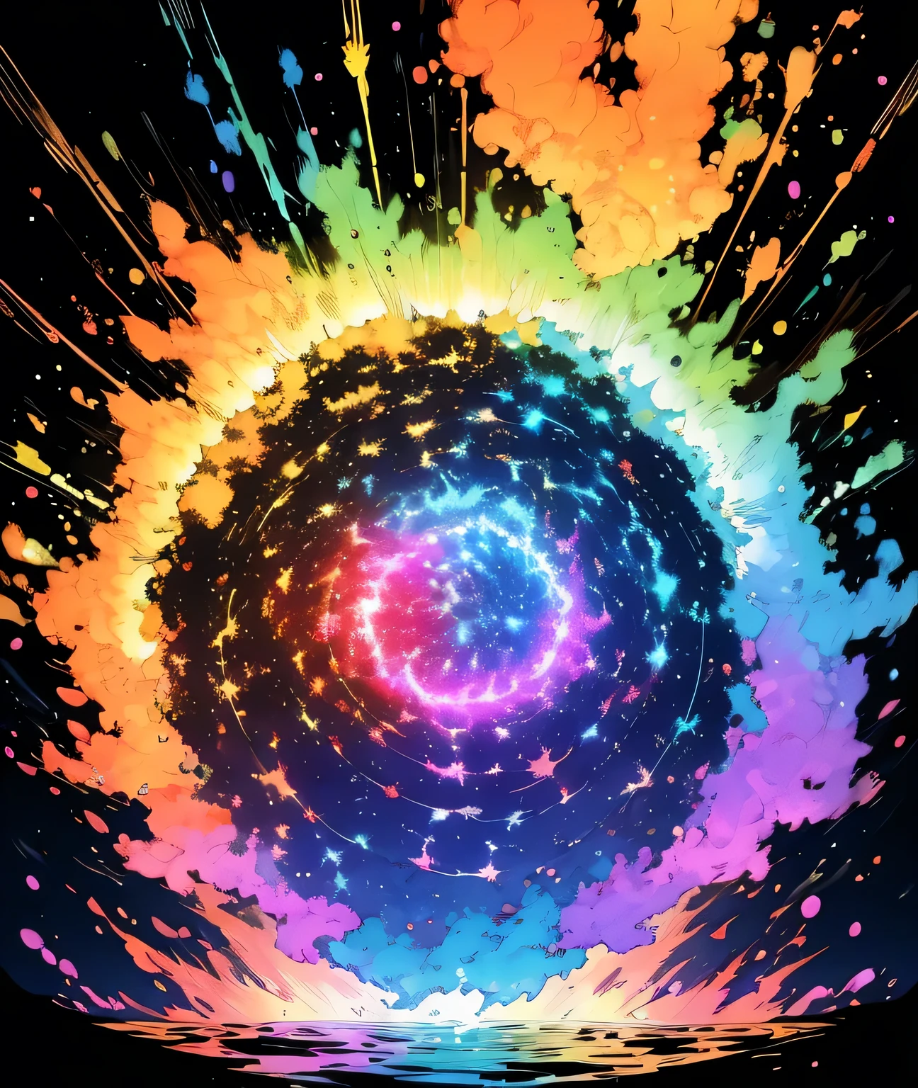 A multicolored energy explosion