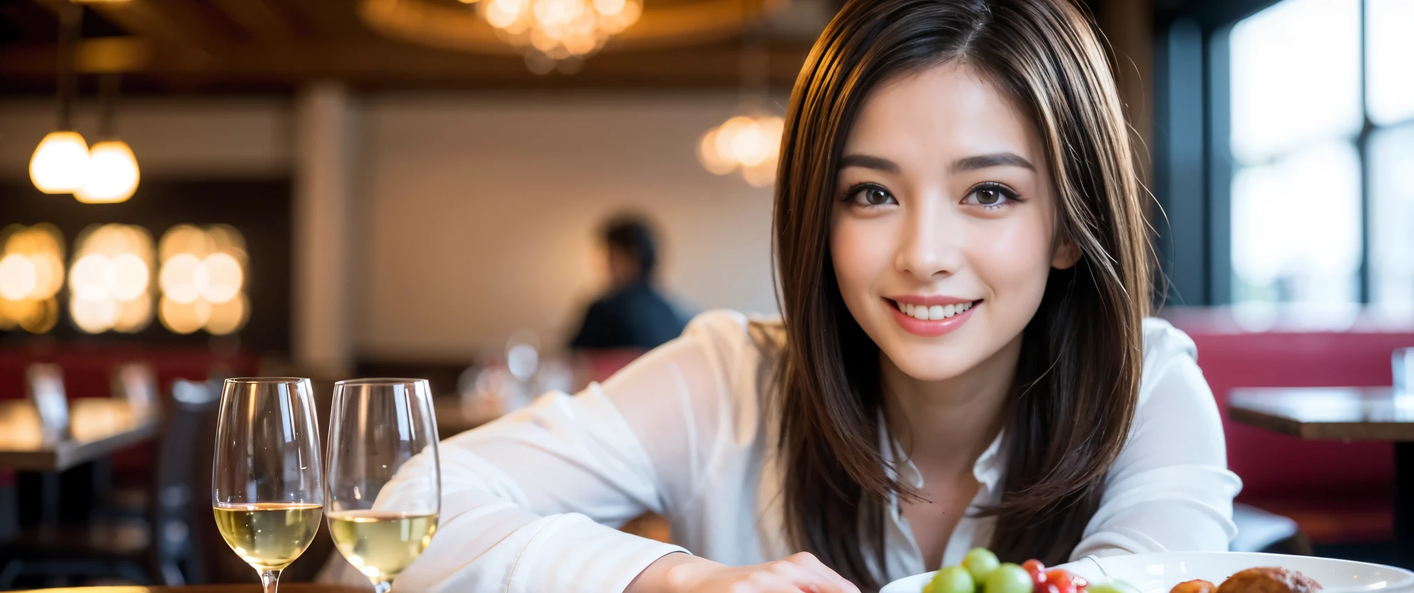((highest quality、8k、masterpiece:1.3))、Beautiful woman perfect body:1.4、Beautiful mature woman、Two women who love wine、One Man、slimなボディ、((Bob Hale、Straight hair:1.2))、 Ultra-high resolution, Bright image、Beautiful Face, blue eyes, Beautiful Eyes, The light shines on your face, Blushing your nose, short hair,Amazing view of the sunset sky and clouds、Amazing mountain views、ニコニコ明るいsmile、smileの素敵な女性、Bright Face、Fox face、Lady、Champagne、Wine bottle、wine glass、red wine 、Appetizers、Italian food、Two beauties、Brown Hair、Shortcuts、Long sleeve shirt、Winter Fashion、dress、Wine bottle、sparkling wine、Pretty Woman 1, (slimな顔), (Brown Hair), (Shortcuts), cheeks turn a little red, (36 years old), 39 years old, Attractive beauty、restaurant, Nova Frog Style, actress, model, Upper Body, White wine, slim, wine glass, 真ん中に置かれたwine glass, smile, (smile: 1.15), 綺麗なBeautiful Eyes, Strong light and shadow,Moist Body:1.5、Delicate eyes、Brown Hair、The hair is very shiny、
