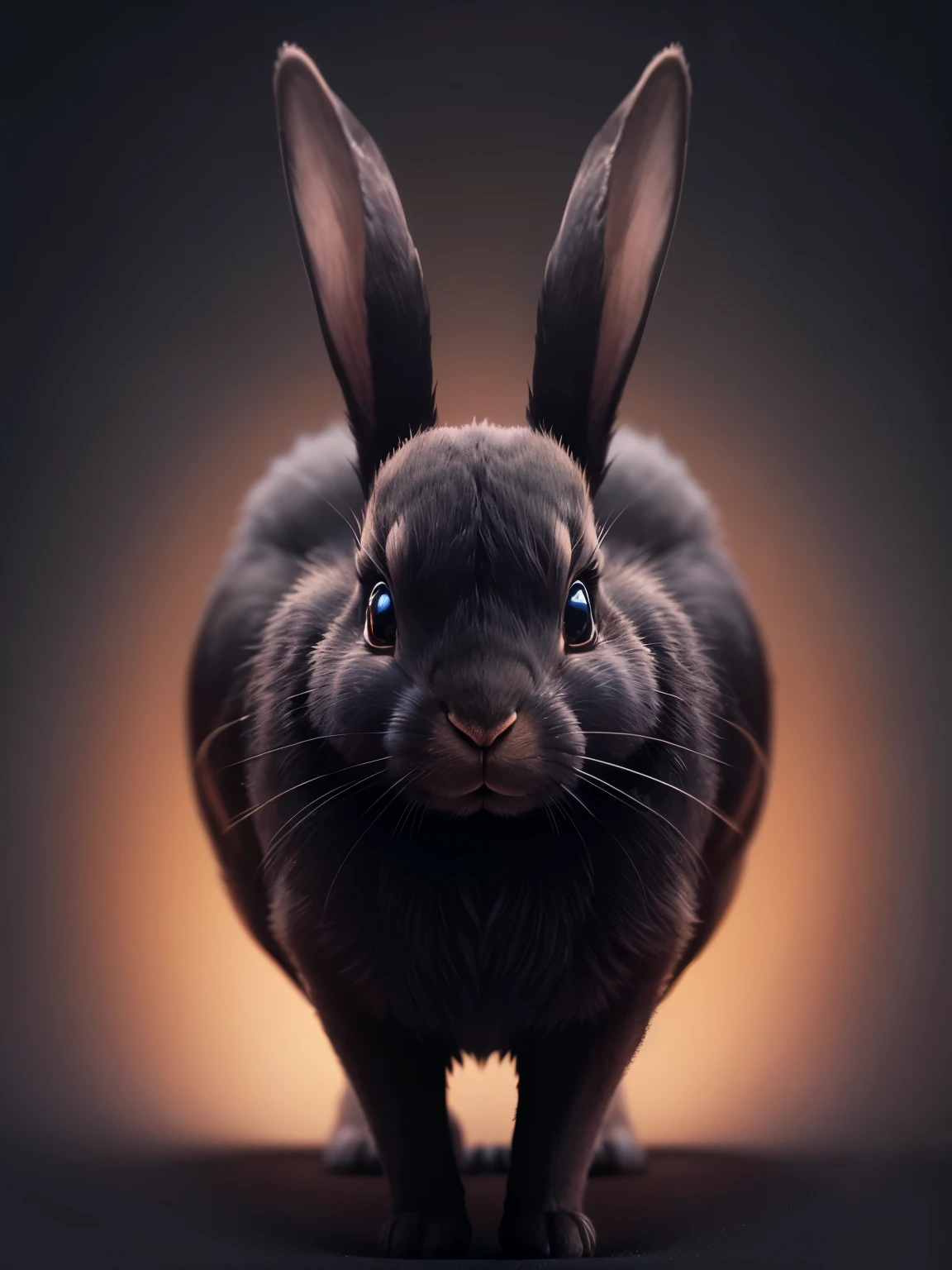rabbit, black colored, ultra detailed, high quality, 8k resolution, zoom out