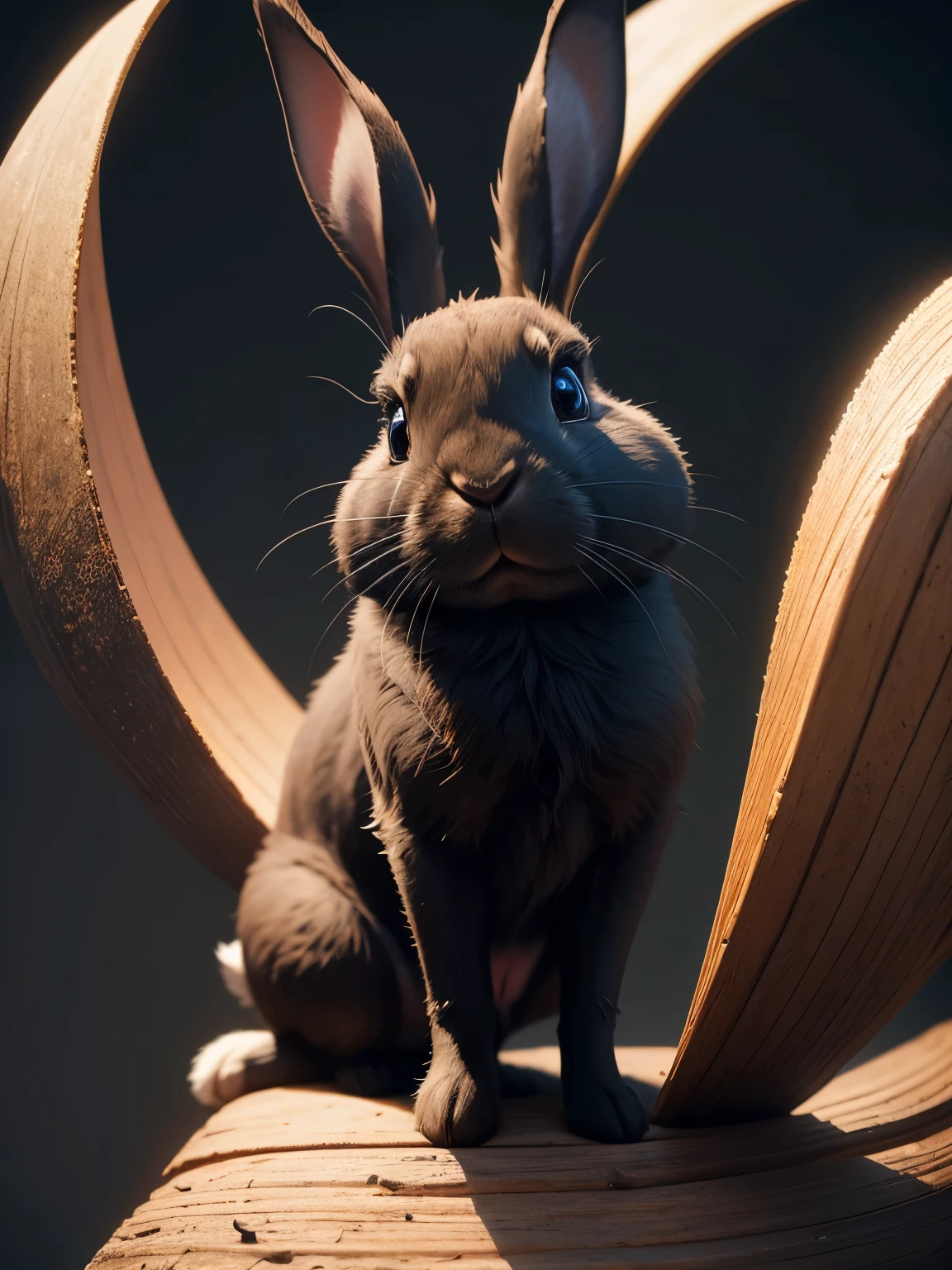 rabbit, black colored, ultra detailed, high quality, 8k resolution, zoom out