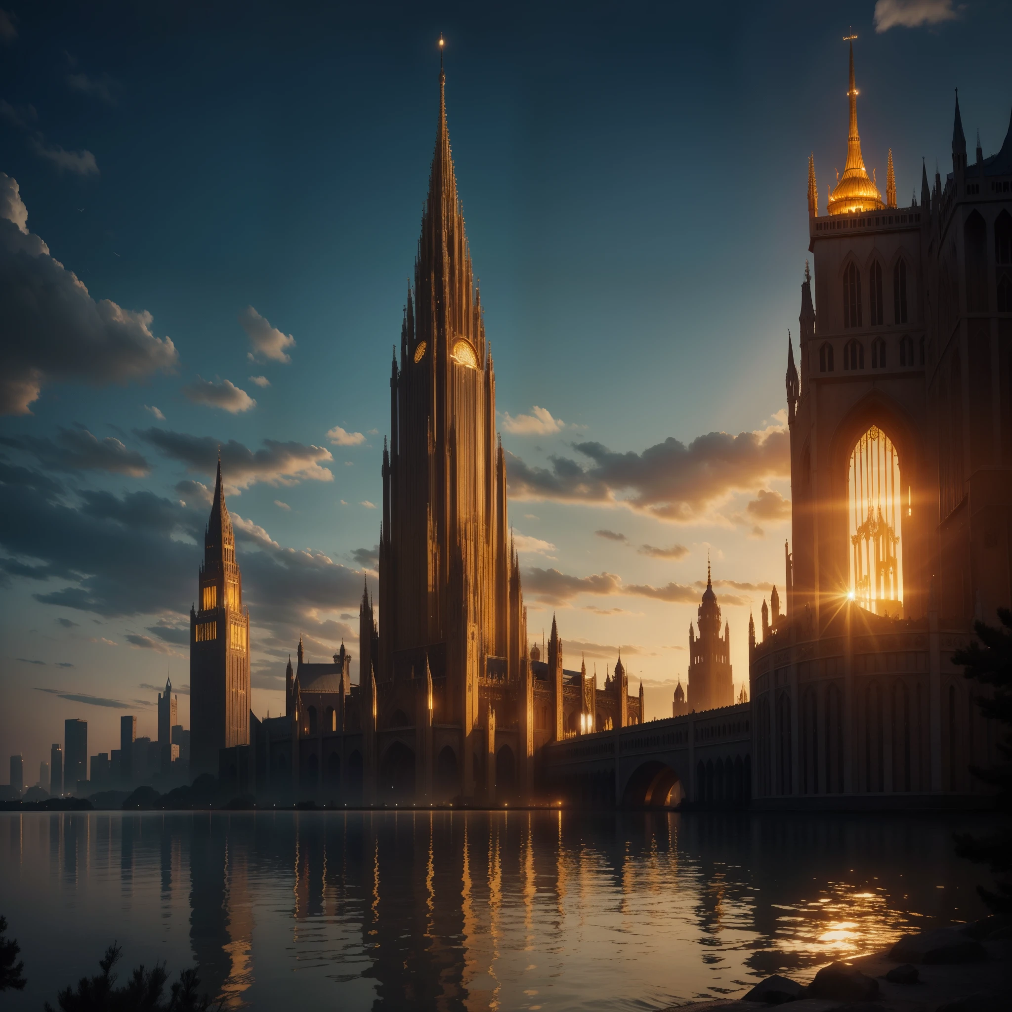 The lake is full of dazzling gold，In the lake stands many tall golden towers，In the middle of the lake there is a very huge golden city，Next to the city is a huge golden tree，There are some pilgrims who worship from afar 
There are many circles in the sky above the planet，Interspersed plant vines。Huge irregular towers rise from the ground, There are still a few cyberships in the air，There is a very large cybercity in the center of the planet，There are a few very strong Titan machines strolling around, There is a huge ice crystal lake，Above the lake is a giant man