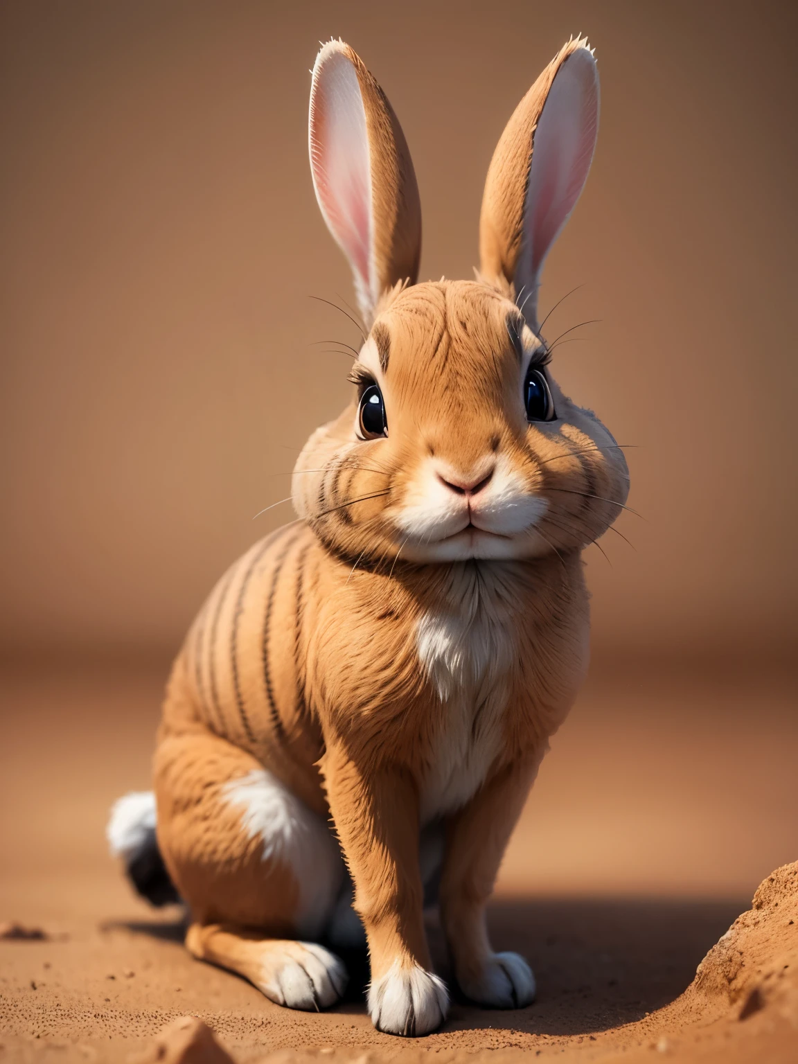 rabbit, brown colored, ultra detailed, high quality, 8k resolution, zoom out