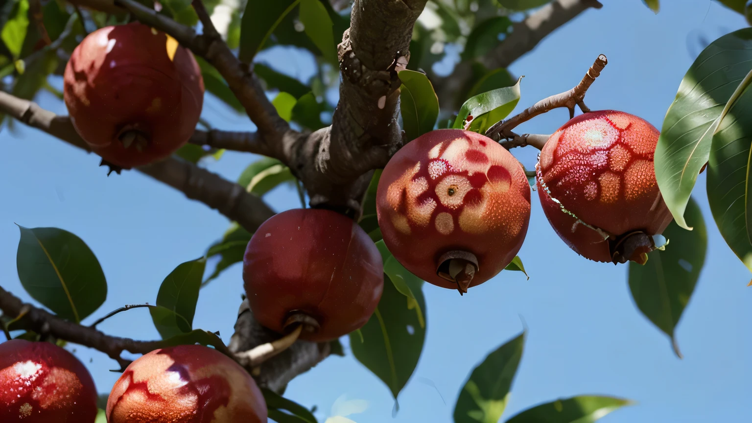 Dragone fruit with lychee fruit in tree