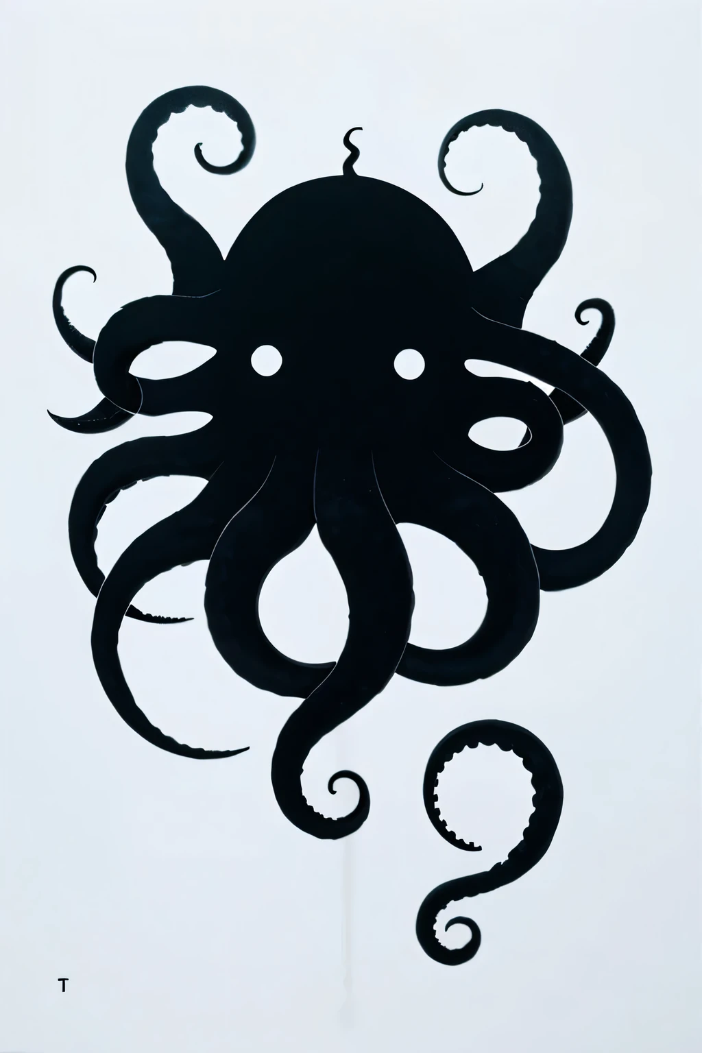Black drawing on a white background, octopus tentacle, Logo, abomination