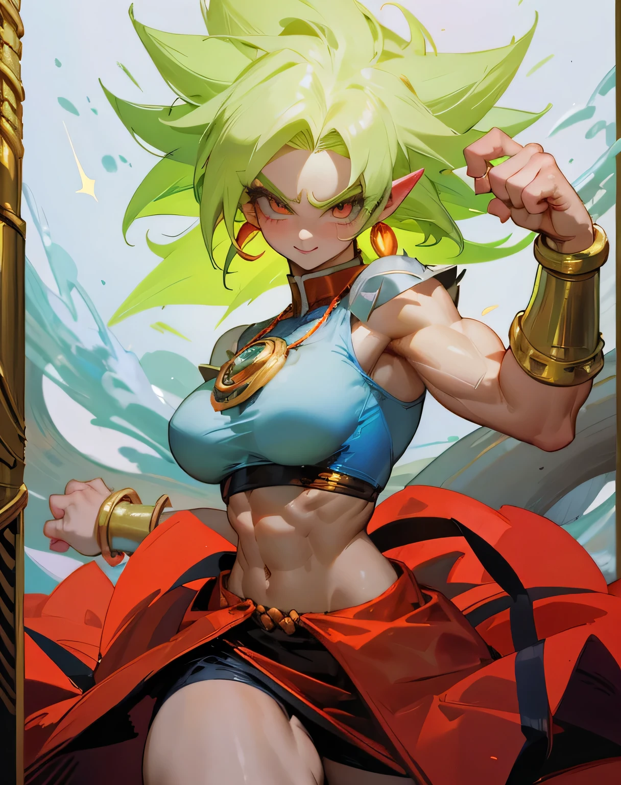 `Uma rainha de gelo em um reino com o sol ao fundo, High definition, rico em detalhes`