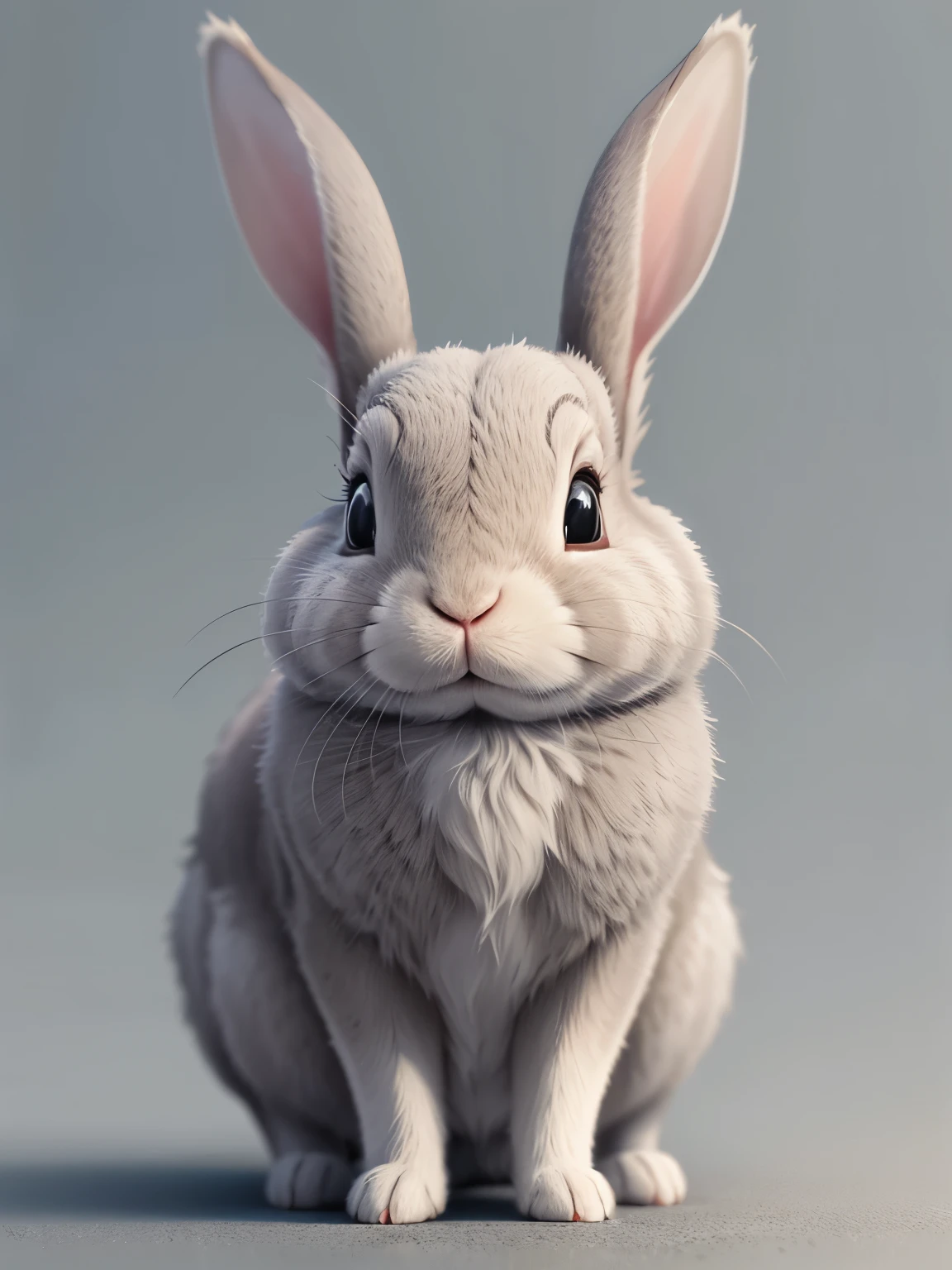 rabbit, gray colored, ultra detailed, high quality, 8k resolution, zoom out