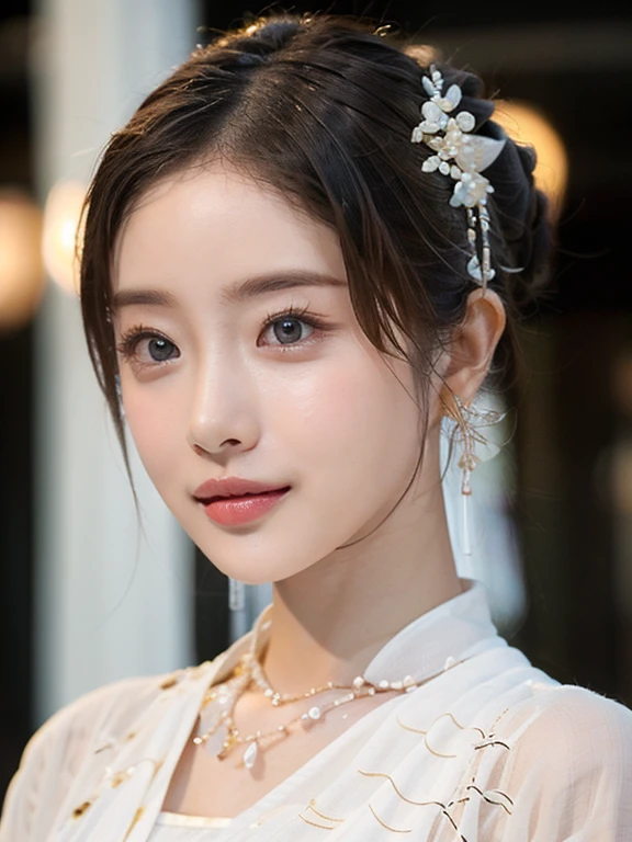 (highest quality,4K,8k,High resolution,masterpiece:1.2),Very detailed,(Realistic,photoRealistic,photo-Realistic:1.37),Portraiture,A woman in a stunning Burmese traditional dress,Beautifully decorated,Eye-catching brocade pattern,rich and vivid colors,Detailed embroidery work,Exquisite texture,A meticulously handcrafted dress,A vivid depiction of the essence of Burmese culture,Traditional floral motifs,Graceful silhouette,Fine creases and pleats,Highlights feminine elegance,Flowers and black single bun hair,Intricately placed hair pieces,Delicate and feminine,Sophisticatedたタッチを追加します,A soft yet confident look,Deep and seductive eyes,A faint smile and glossy lips,Perfect Skin,Golden accessories,Sophisticated、Sophisticatedています,A captivating presence,Subtle lighting,Dramatic Shadows,Showcasing feminine elegance and beauty,immersive visual experience