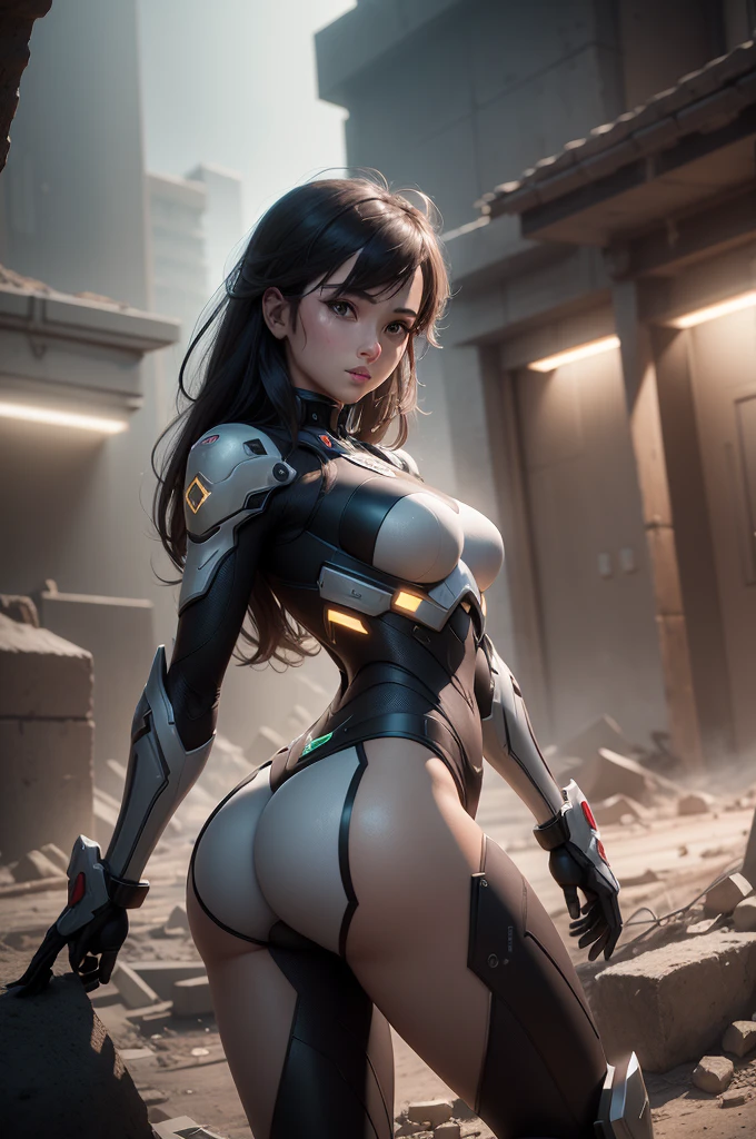 ((best quality)), ((masterpiece)), (Very detailed:1.3), 3D, Shitu-mecha, 2 beautiful women in victory pose, She drives a pink mech.,Found in the ruins of a city during the Forgotten War, technology, HDR (High Dynamic Range), Ray Tracing, NVIDIA RTX, Super Resolution, Unreal 5, Subsurface scattering, PBR Textures, Post-Processing, Anisotropic filtering, Depth of Field, Maximum Acutance and Acutance, Multi-layered textures, Albedo and Specular Maps, Surface Shading, Accurately simulate the interaction of light and matter, Perfect proportion, Octane Rendering, Two-tone lighting, Low ISO, White Balance, Rule of Thirds, Large aperture, 8K Native, High-efficiency sub-pixel, sub-pixel convolution, Glowing particles, Light Scattering, Tyndall effect