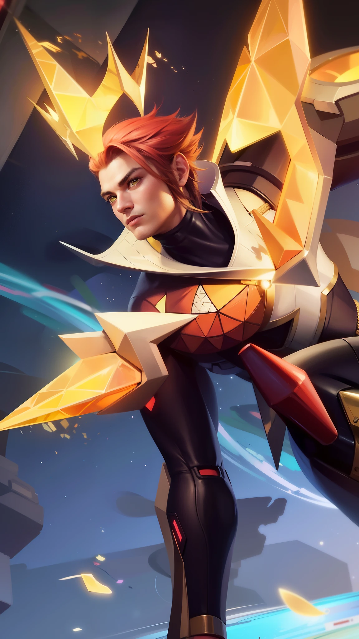 a close up of a man with a sword and a helmet, portrait of rung, mobile wallpaper, this character has cryokinesis, style of kieran yanner, handsome guy in demon slayer art, Best quality, masterpiece, detailed skin texture, detailed clothes texture, detailed face, super detail, 8k, intricate detail, The color doesn't change, Muscle guy, 1 guy, yellow light eyes.