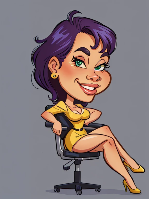 4k, best quality, cartoon woman sitting on a chair with her legs crossed, caricature style, in cartoon style, CARTOON ARTstyle, caricature illustration, cartoon style illustration, cartoon digital art, cartoon portrait cartoon, cartoon style, CARTOON ART, in digital illustration style, caricature, cartoon digital painting, CARTOON ART style, digital art cartoon, caricature!!!, cartoon illustration, digital illustration colorful
