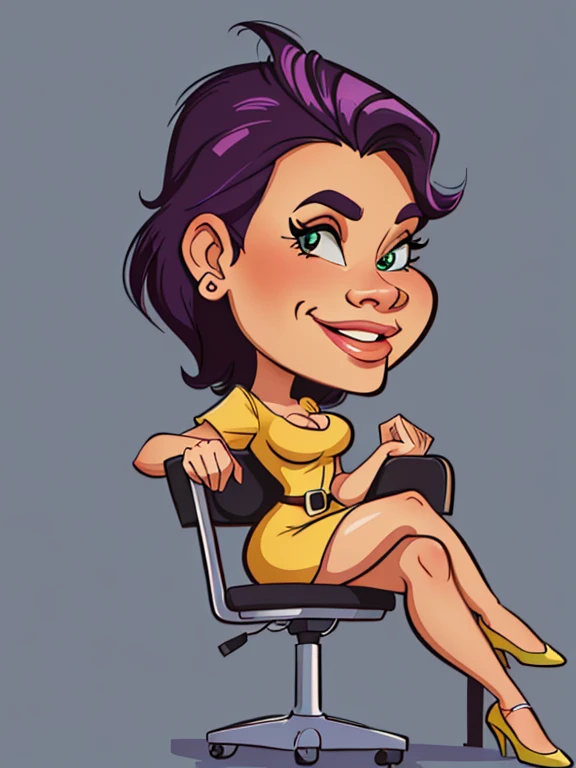 4k, best quality, cartoon woman sitting on a chair with her legs crossed, caricature style, in cartoon style, CARTOON ARTstyle, caricature illustration, cartoon style illustration, cartoon digital art, cartoon portrait cartoon, cartoon style, CARTOON ART, in digital illustration style, caricature, cartoon digital painting, CARTOON ART style, digital art cartoon, caricature!!!, cartoon illustration, digital illustration colorful