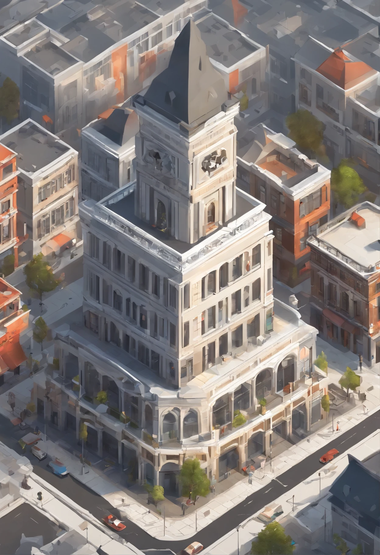 Isometric, overlooking 45 degrees, SLG game building, gray background, concept art, Octane rendering, Cultural Institutions: Museums, art galleries, libraries, and cultural centers celebrate art, history, and literature, enriching the city's cultural landscape. (single Building)