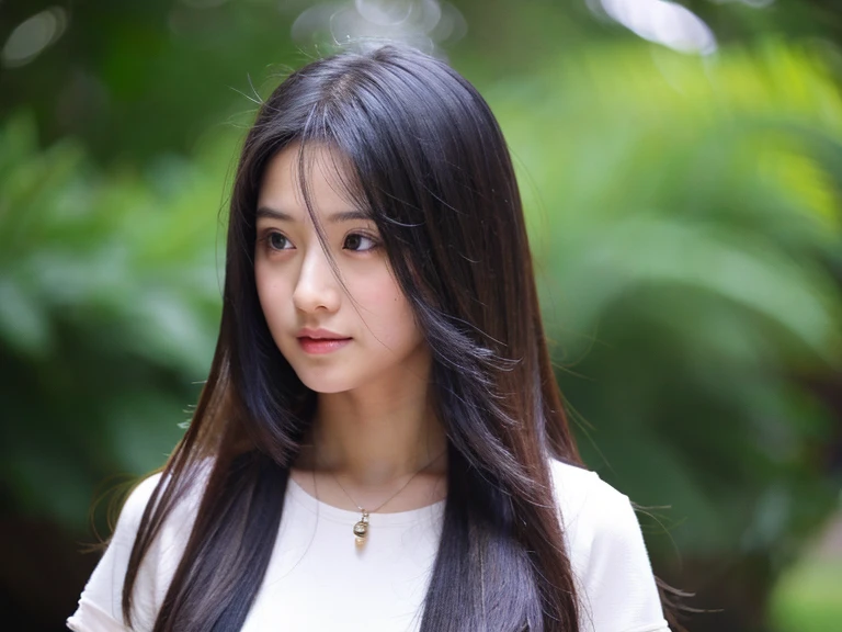 A realistic image of a cool girl having silky hairs
