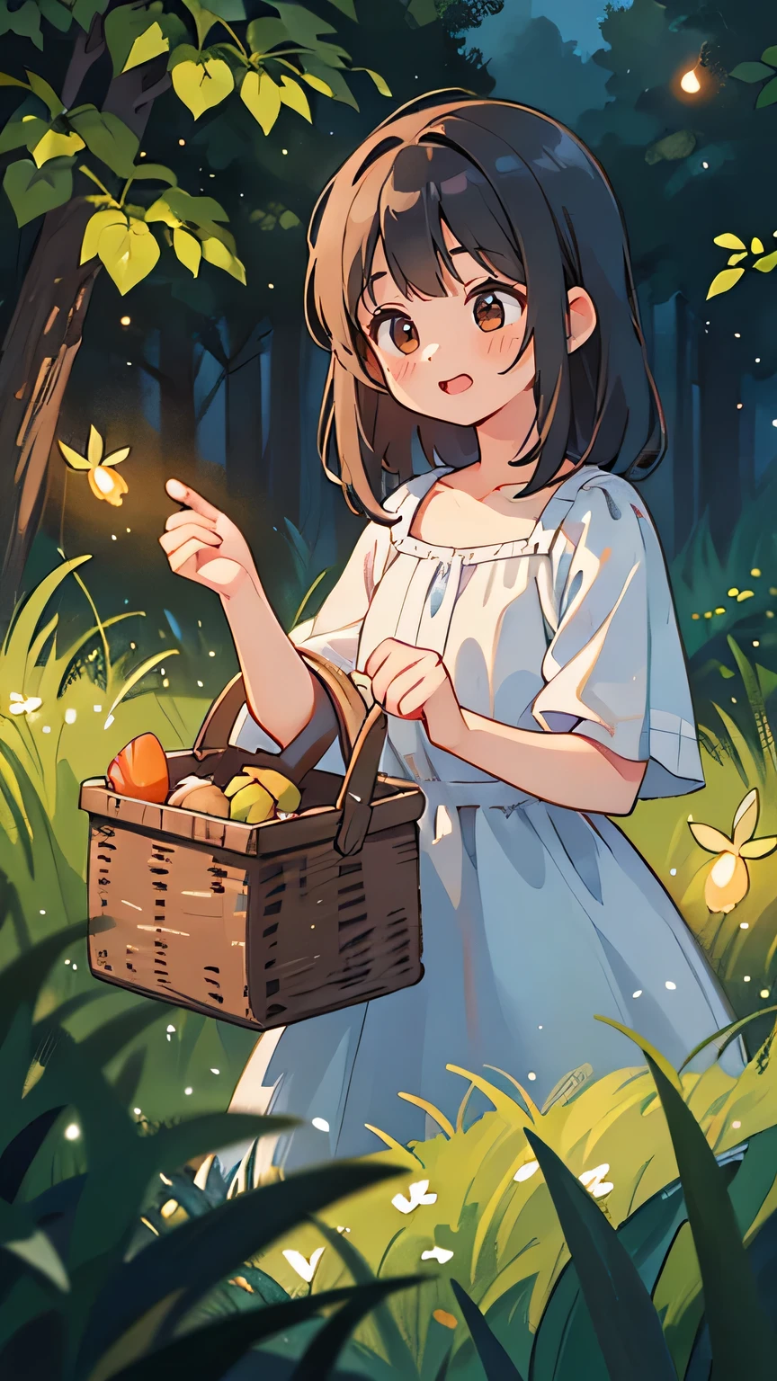 highest quality,4K,High resolution,masterpiece:1.2,Very detailed,Realistic,photo-Realistic:1.37,summer night,Two girls chasing fireflies,Mother watching nearby,figure,Dreamy atmosphere,Vibrant colors,Subtle lighting,grassland,Fireflies lighting up the landscape,Magic,Playful,Detailed hairstyle and dress,Delicate facial features,Curiosity and excitement were in the girls&#39; eyes.,Capturing the joy and innocence of childhood,Soft breeze rustling leaves,some stars shining in the sky,A sense of wonder and adventure.