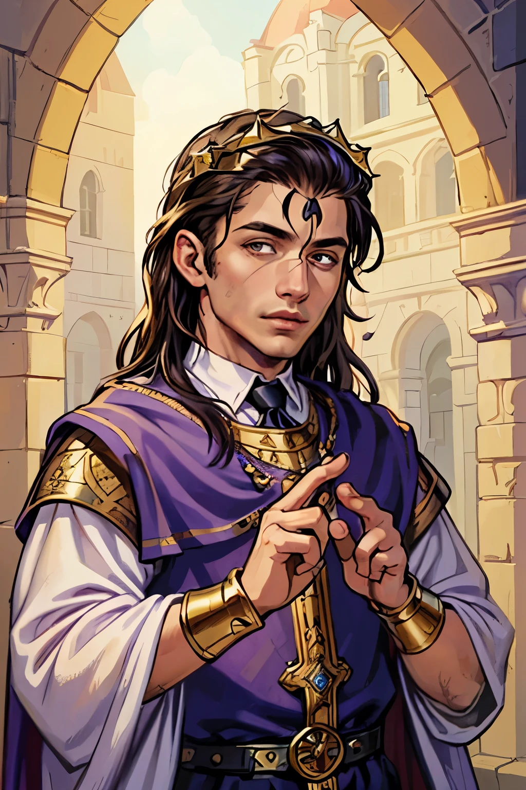 (masterpiece:1.1),(best quality:1.1),extremely detailed,(original design:1.1),(unique accessories:1.1),(medieval fantasy:1.1),professionally retouched,(close-up:1.1),portrait,midday,(male:1.8) ,(holy:1.0),(divine:1.0),(young:1.9), royal children, small ???