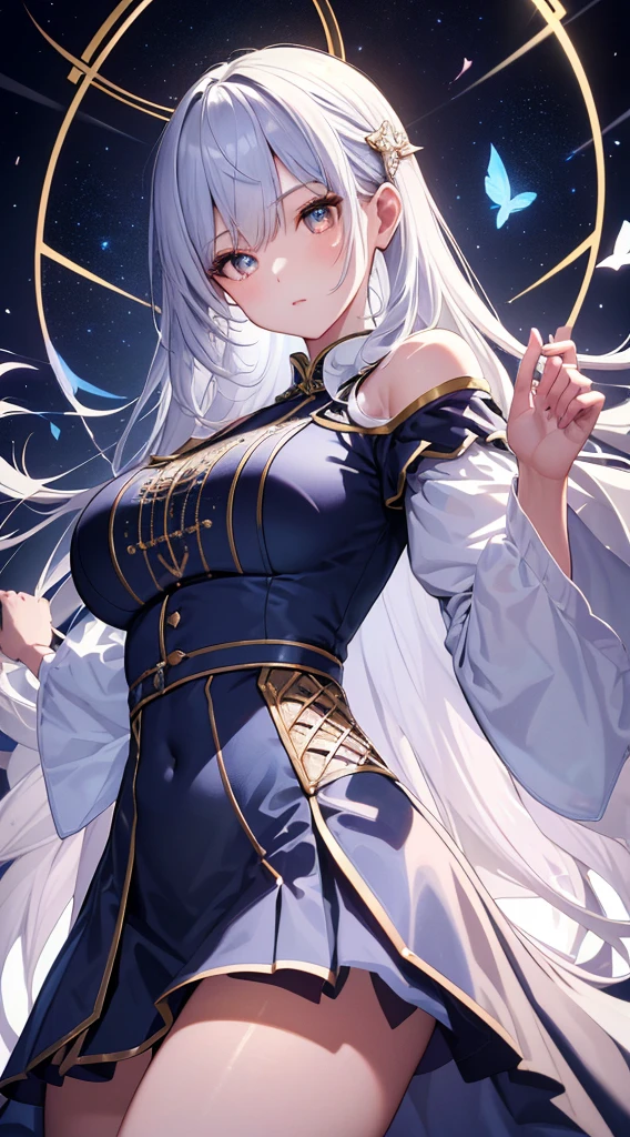 ((Mastepiece))、((Best Quality))、high quality、High definition、High resolution、High detail、(Purgatory Background)、Full Figure、whole body、Lens flare、Ray Tracing、Side light、high qualityなshadow、high qualityなテクスチャ、Detailed texture、Beautiful details、(Beautiful delicate face with details、Detailed beautiful delicate eyes、Perfect Facial Proportions、Detailed skin、Charm、Realistic and colorful)、((Slender beauty)) 、(Intricate detailakeup、Pure Eros Face)、Mesh hair color、Beautiful bangs、Detailed chest、Large upward-facing breasts、Beautiful feet、Detailed fingertips、Raise your arms、See-through、uniform