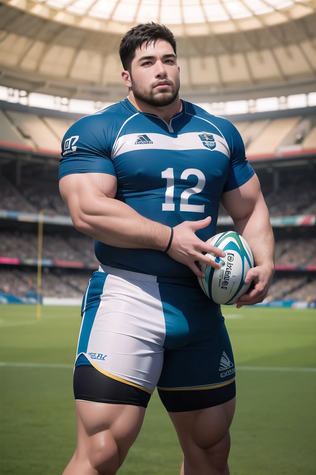 masterpiece,best quality,highres,absurdres,ray tracing,
1man,big muscle, thick arms, thick thighs,big bulge,rugby jerseys,rugby players,rugby field,ultra-fine painting,sharp focus,extreme detail description,Professional,Highly detailed,