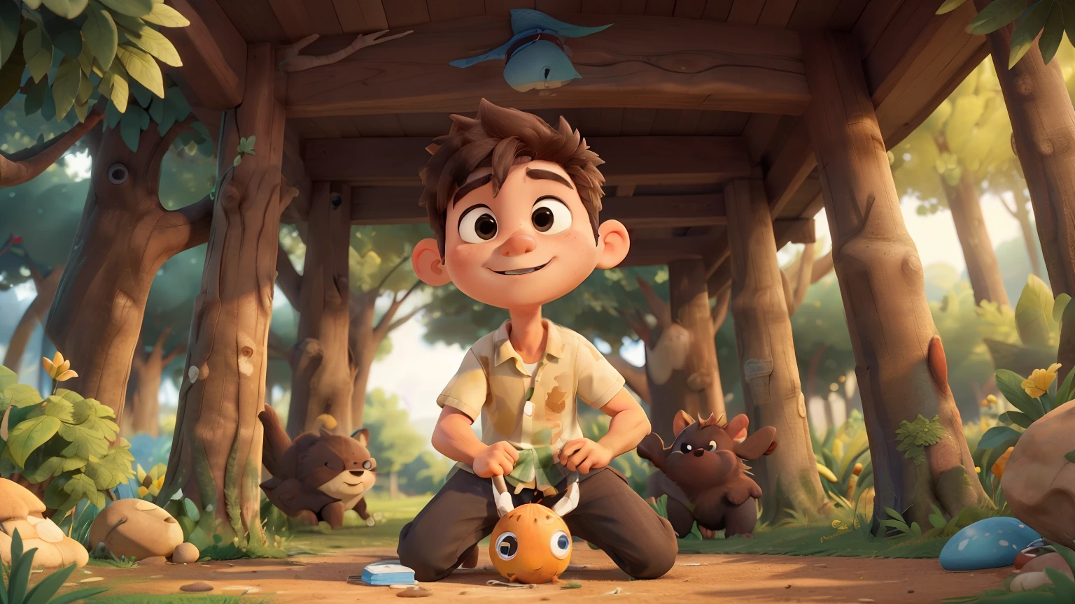 ((melhor qualidade)), ((obra de arte)), (detalhado), rosto perfeito, Miguel was an autistic boy with an imagination so vivid that he could turn any place into a world of adventures.. Ele adorava passar horas brincando no parque perto de sua casa, where every tree turned into a hero and every bush hid an exciting secret