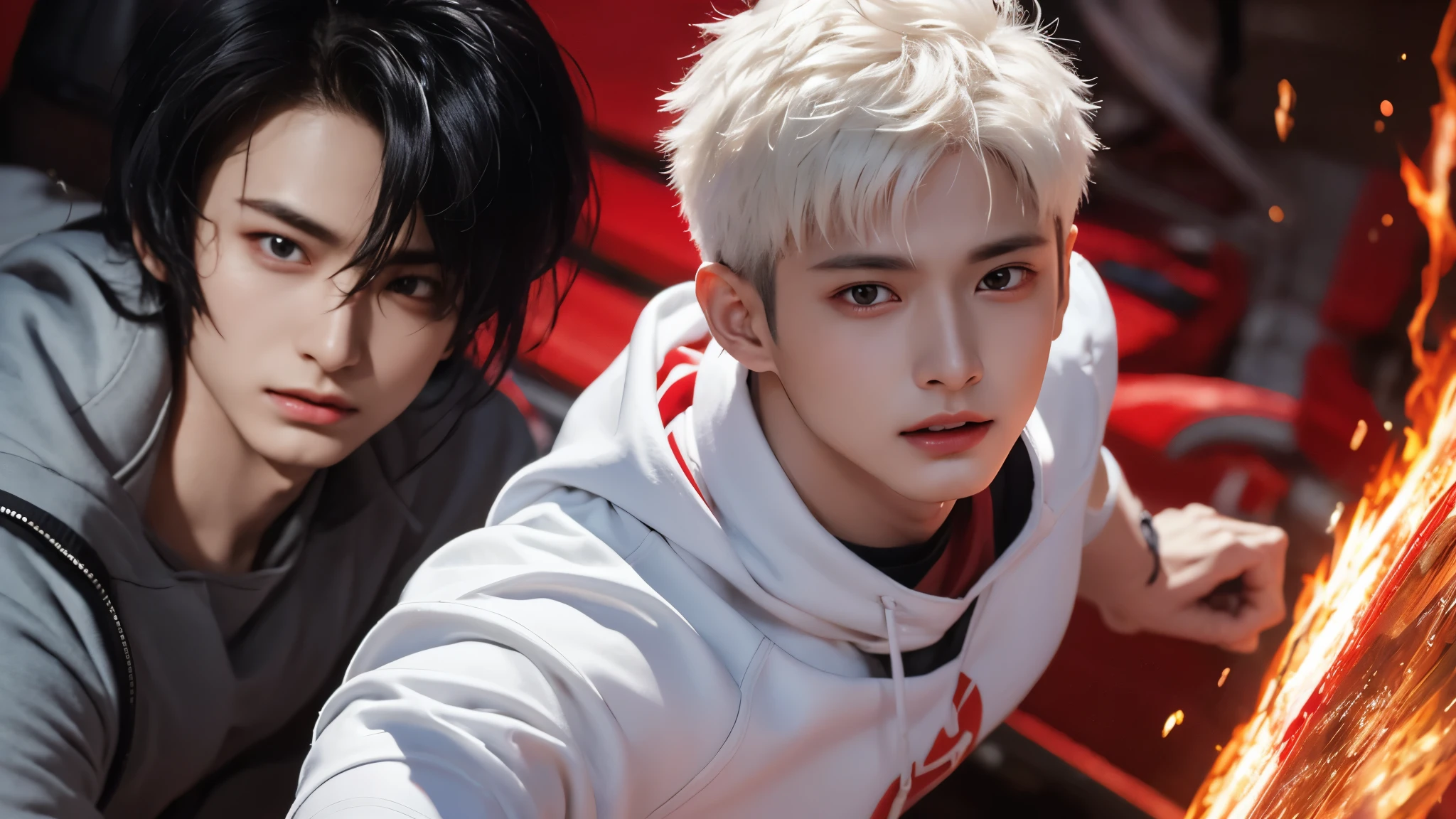 "Enjoy a visual feast as you witness the astonishing transformation of handsome 20-year-old Saitama, a being of unparalleled strength and captivating aura. With brilliant short-cut black hair and red eyes penetrating, this energetic person will surprise you."