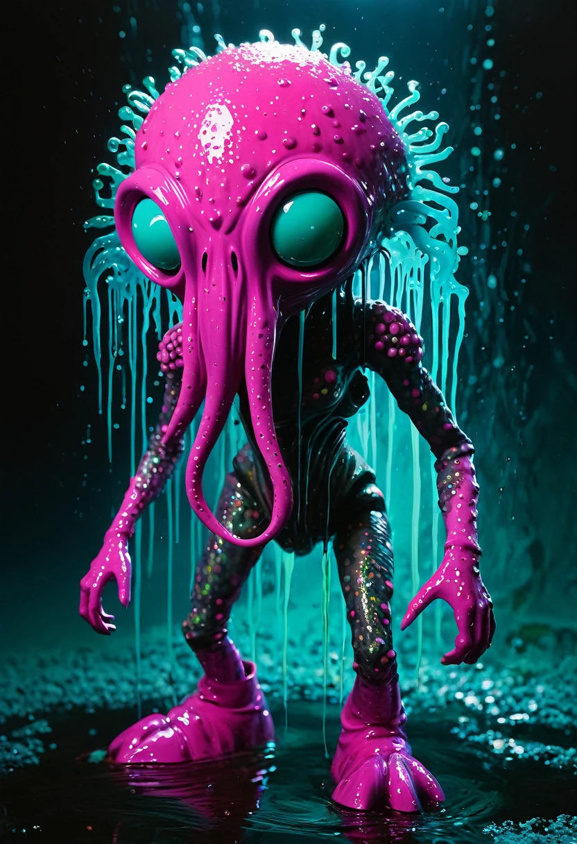 8K, ARTISTIC photogrAphy, best quAlity, mAsterpiece: 1.2), A (potrAit:1.2) Don Bluth Style ASTRONAUT Cthulhu pink Toon Doll, full body RAW candid cinema, cyan hair, 16mm, color graded portra 400 film, remarkable color, ultra realistic, sad admosphere, dark lighting, oppressive atmosphere, depressive colors, kodak portra 400, photograph,r, Natural Light, Pinhead lighgts, blur reflection, Brush Strokes, Smooth, abstract, Splatter, Oil On Canvas, rainbow colors, fractal isometrics details bioluminescens : a stunning realistic photograph of wet bone structure, 3d render, octane render, intricately detailed, titanium decorative headdress, cinematic, trending on artstation | Isometric | Centered