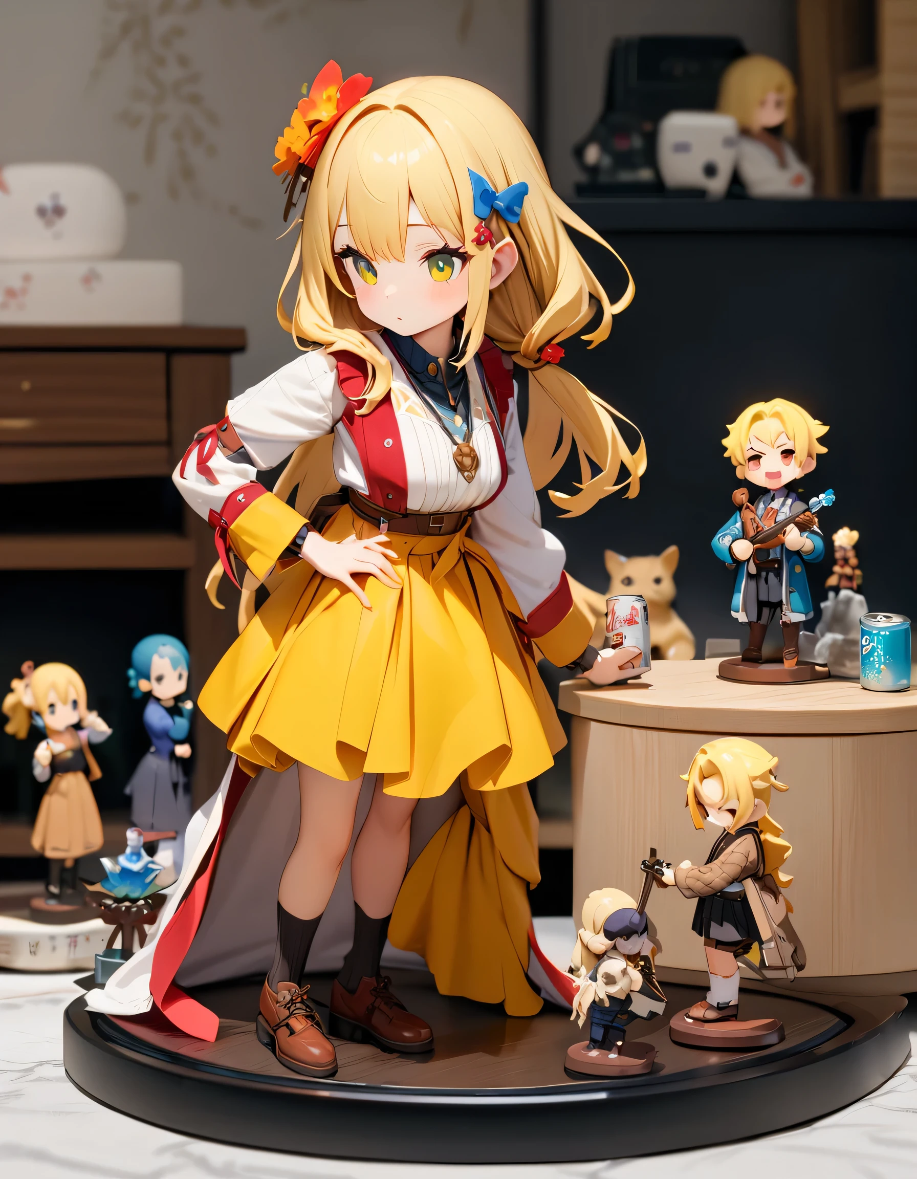 highest quality,Very detailed,masterpiece,Very detailed,figure,Blonde ,hair ornaments,stand,indoor,can't believe it_Absurd,One girl,Mid-chest ,Realistic,Long Hair,summer_dress,Garter Straps,beautiful girl,Waving SV98、(highest quality、masterpiece、High resolution、detailed)、anime style、Flat Style、(Beautiful Eyes, Delicate and beautiful face, ), BREAK,、extremely detailed、High saturation,Dynamic Angle、anime