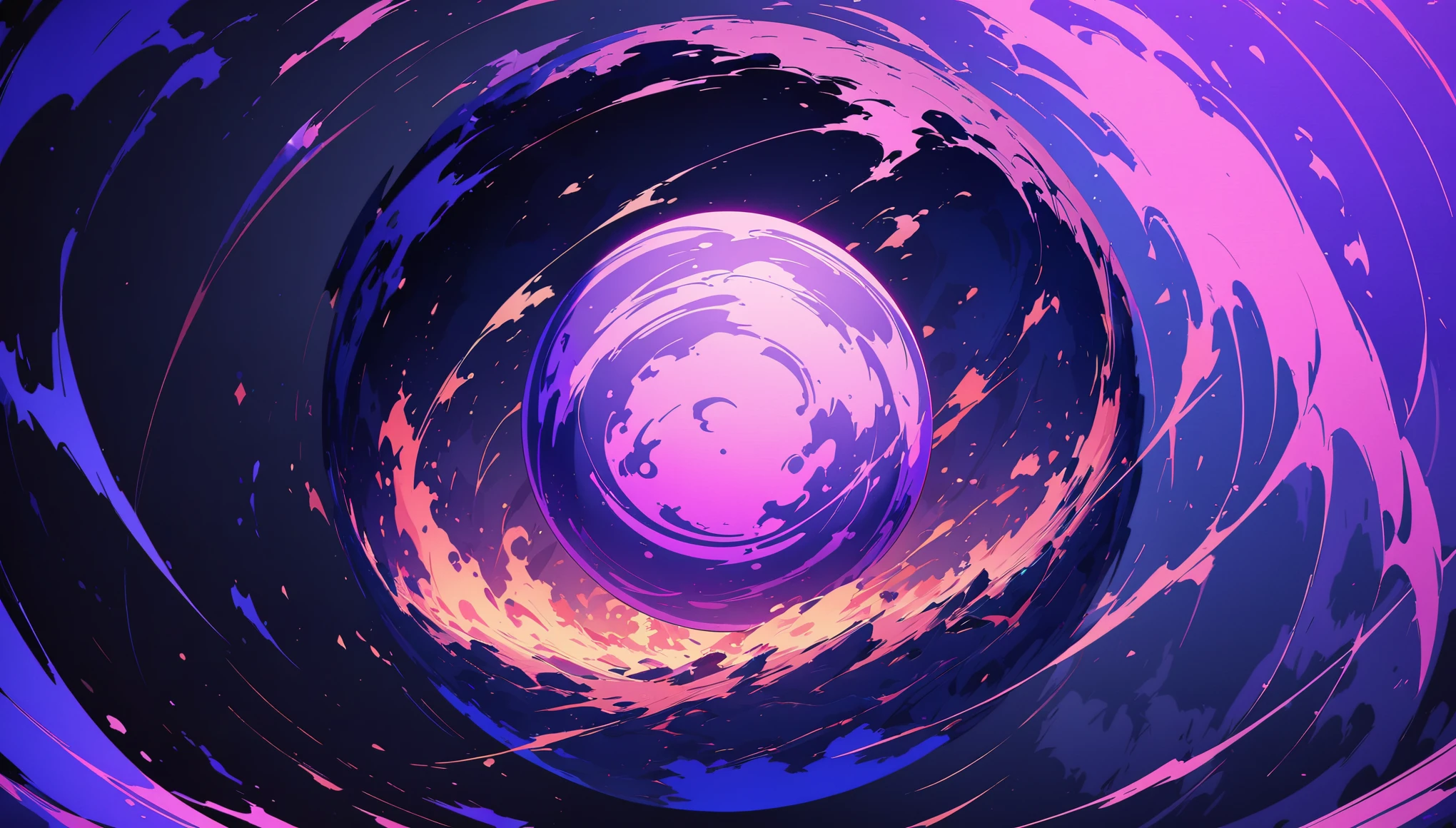 best quality, 4k, 8k, highres, masterpiece:1.2, ultra-detailed, anime aesthetics, no borders, minimalistic wallpaper with a logo in the center, minimalistic picture, low details, 2d, flat art, wallpaper, grey and violet colors, fire sphere in the center
