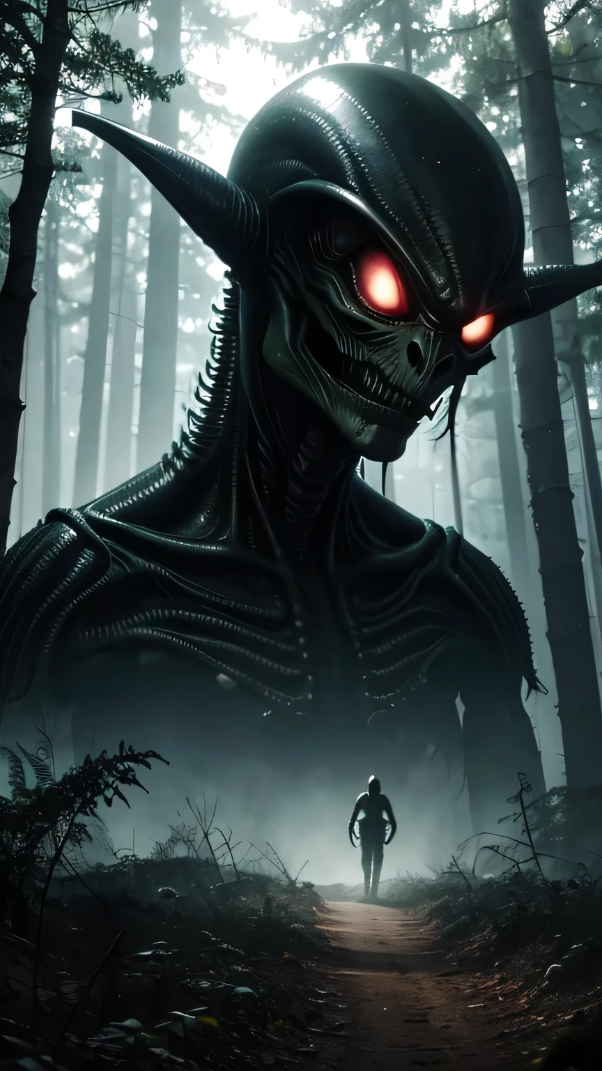 A scary alien in forest