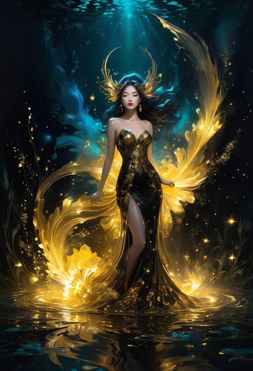 a hyper-realistic depiction of a necrotic siren metamorph monster transforming in the dark swamps. Illuminate the stage with ghostly lights as the siren undergoes a ghostly and otherworldly metamorphic process, RAW photography,
Art by Jim Mahfood, Henry Asensio, Greg Rutkowski, Studio Ghibli Genshin Impact
golden patterns, golden and black spirit, liquid gold explosion, golden smoke magic, star dust, golden milky way, black background, magic fog, alcohol ink,