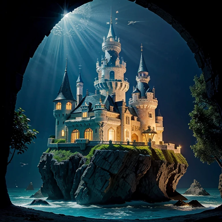 Castle in the sea marine kingdom of mystical creatures