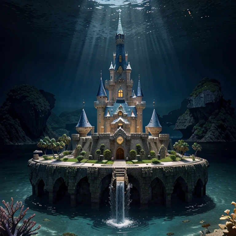 Castle in the sea marine kingdom of mystical creatures 