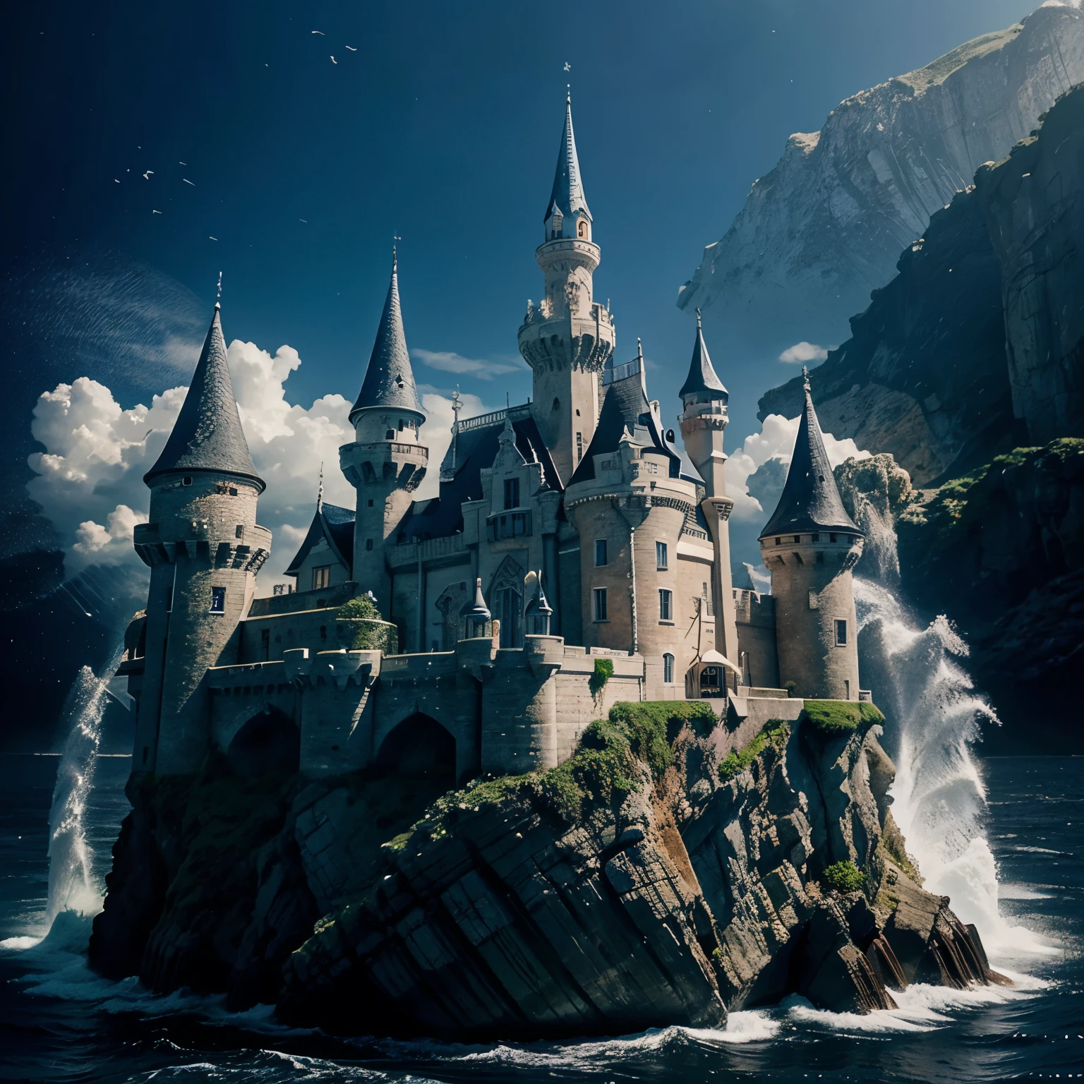 Castle in the sea marine kingdom of mystical creatures