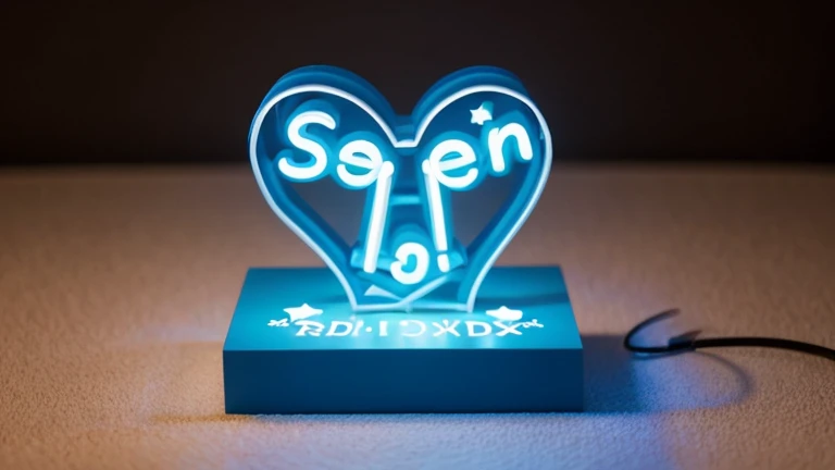 An adorably cute 3D design featuring the name "I Believe in Jesus" in elegant, neon-lit letters. The text is a blend of bright blue and red, with tiny hearts nestled within. Next to the text is a chibi version of Minnie Mouse, sporting her iconic polka-dot dress and ears. The overall design exudes a playful, vibrant energy, with stars and other celestial elements scattered around the scene.