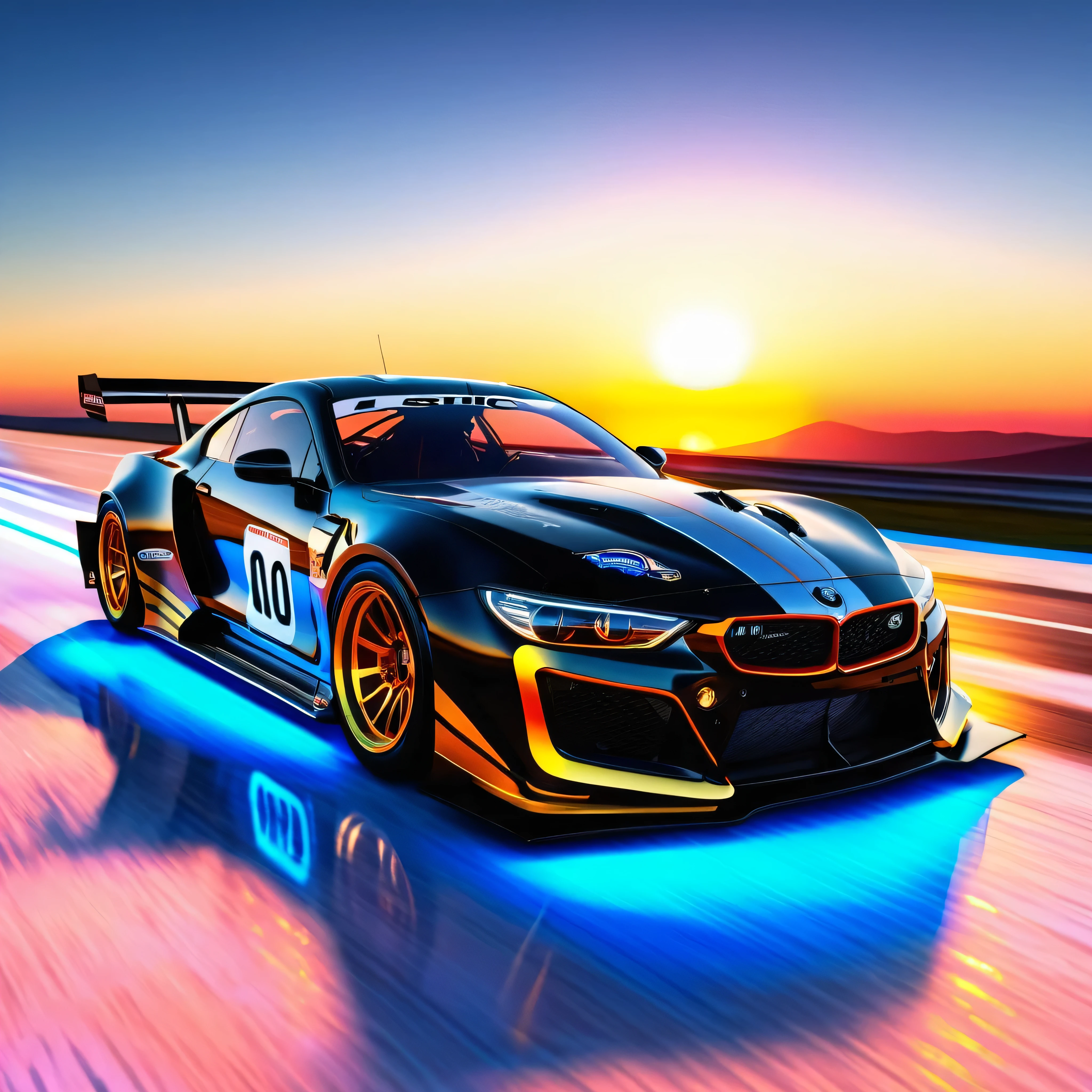 epic Sunset spacious SunRise, Racing Car Exploration! Start Racer Goal Auto_Racing_Circuit Race_Track deep path Equirectangular Circuit (((epic realistic Ultra tMasterpiece ultra_high-definition ultra Professional Photorealistic optimal ultra_sharp-focus max ultra_high-quality opengl-shaders symmetrical ultra_high-details accurate reflex ultra_high-resolution perfection volumetric Cinematic_Sunlight improved Octane_render XT3 DSLR 3dcg shadow, analogiques, extatiques, saturate, reflection))) dazzling Will-o'-the-wisp global luminescence (((An boatmobile inspired ultra-realistic angelic neon metallic black silver and gold chrome race car designed on a icy surface road with snow falling and deep snow covers the ground and everything all around ))), race car, street racing-inspired, Drifting, LED, ((Twin headlights)), (((Bright neon color racing stripes Cristallines kit incandescente flash blow glow))), (Black racing wheels), Wheel spin showing motion, Show car in motion, Burnout, wide body, modified car, racing livery Lava varied multi etc. --v 6 --s 1000 --c 20 --q 5 --chaos 100