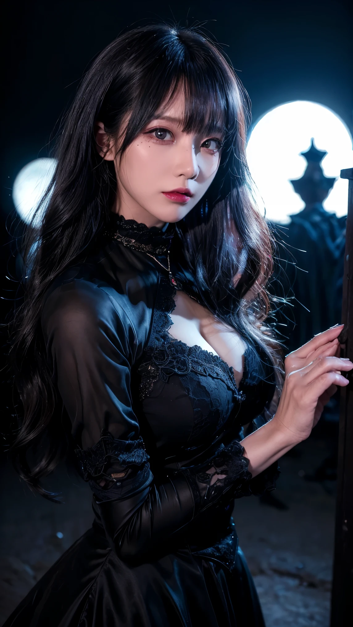 Hard Dark Gothic Makeup、Deep Night Sky、Horror、Black dark eyeshadow、cry、sad、Good skin radiance、Dark Gothicメイク、Dark smile、palace、The beauty of fragrance、24-years-old、Expression of intense sexual pleasure、Embarrassed look、Dark Gothic、Obscene language、highest quality、Expression of sexual pleasure amid suffering、Drunk face、紫のMaid clotheysterious、Noble、The face of someone who is holding in the toilet、sexy、Loving smile、Twin tail hair、Right blue eye, Left eye is red、Super bewitching pose、Platform Heel Shoes、Heavy makeup、Gothic Lolita Clothing、A little slimmer、Silver Hair、Long Hair Straight Hair、Cute Gothic Lolita Dress、Beautiful Face、elegant features、Fascinating face、Stained glass is the background、Chest glistening with sweat、The room is dark、goth long dress、Bell Sleeves、Wizard Sleeve、decadent look、Sexually excited expression、Gothic Mode、Glossy thighs wet with water、Thighs that are wet and shiny with oil、Background of a room full of roses、sad expression、Rose Maiden、The embroidery is pink、The dress has pink embroidery、Thigh-high socks、Knee-high socks、Gentle expression、Dark black eyeshadow、despicable act、Stained glass and rose background、The lower half of the body is wearing a black bikini swimsuit.、thighs are a little thin、Female Duo、Female couple、A blue lightning bolt glows in her right hand.、Blue electromagnetic waves shine in my hands.、dark church background、Stained glass、Black metal world、Dark Castle、Dark Room、Slender body、upright、walk、Are standing、gothic long dresaid clothes、Victorian dresses、Her thighs glisten with sweat、My body is wet and shiny、Lots of glitter on the thighs、sweating、My thighs are sticky from sweating、Sweat glistens on the thighs, The whole body is sweaty and shiny、Quite sweaty、My thighs are sweaty、My thighs are so wet、My thighs are shining with sweat、A lot of sweat glistens all over the body、The thighs are the best、Black bikini bottoms、