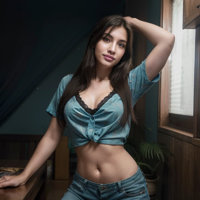 Maximum quality, Super high resolution, (Photorealistic:1.4), 1 linda garota, ((Camisa azul clara com ombros abertos)), (saia justa branca), gargantilha preta, ( de beleza japonesa), (Cabelo loiro brilhante), ((um bob curto)), ((Um esguio)), (Medium neckline), um close, (sorria), foto do modelo, ((NiziU Riku))