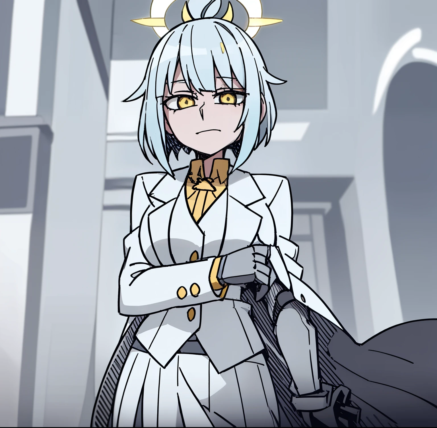 A close up of a person in a white suit with a sword - SeaArt AI